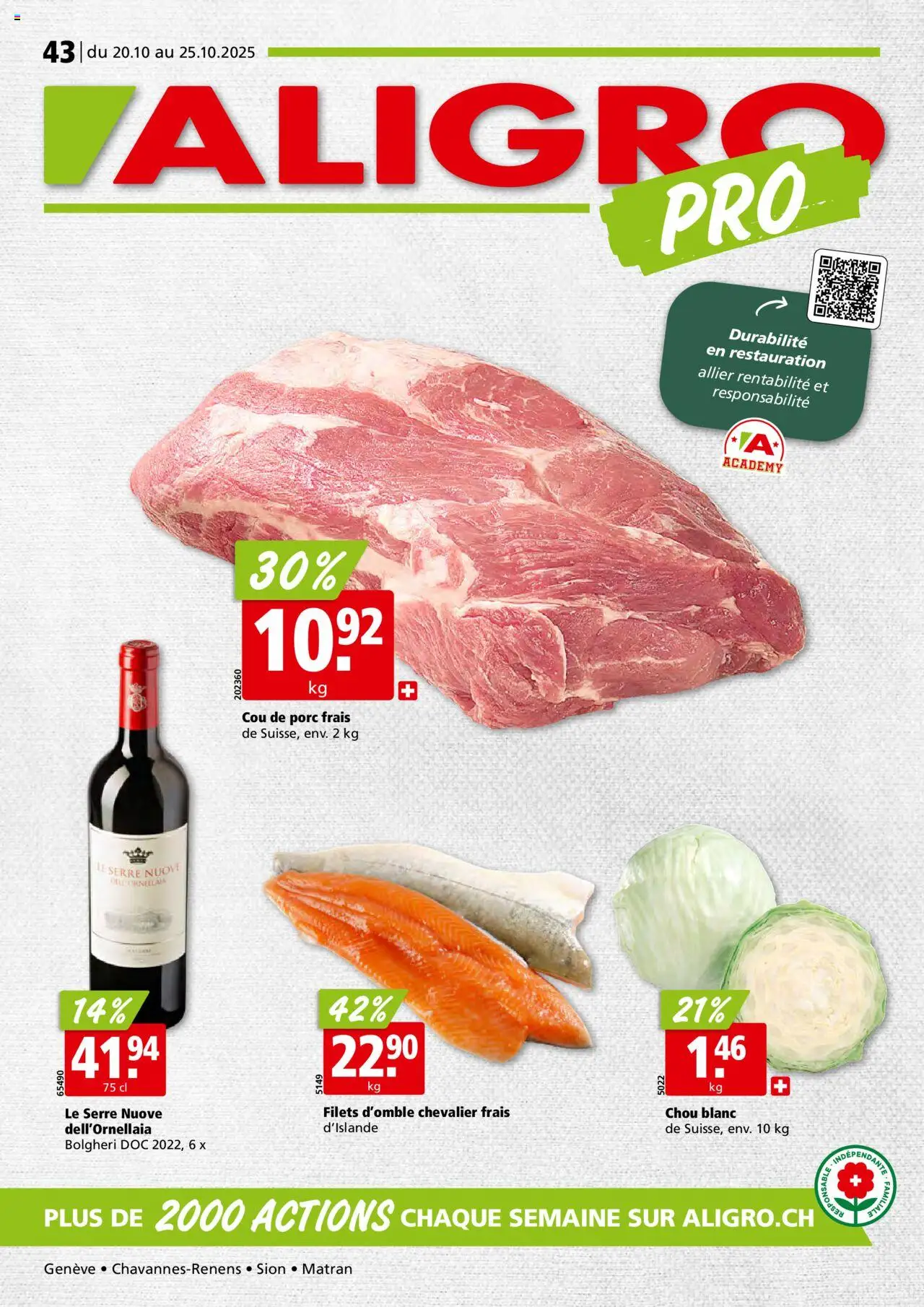 Aligro Aktionen Chavannes, Matran, Genève, Sion ab 20.10.2025 - Seitennummer 1