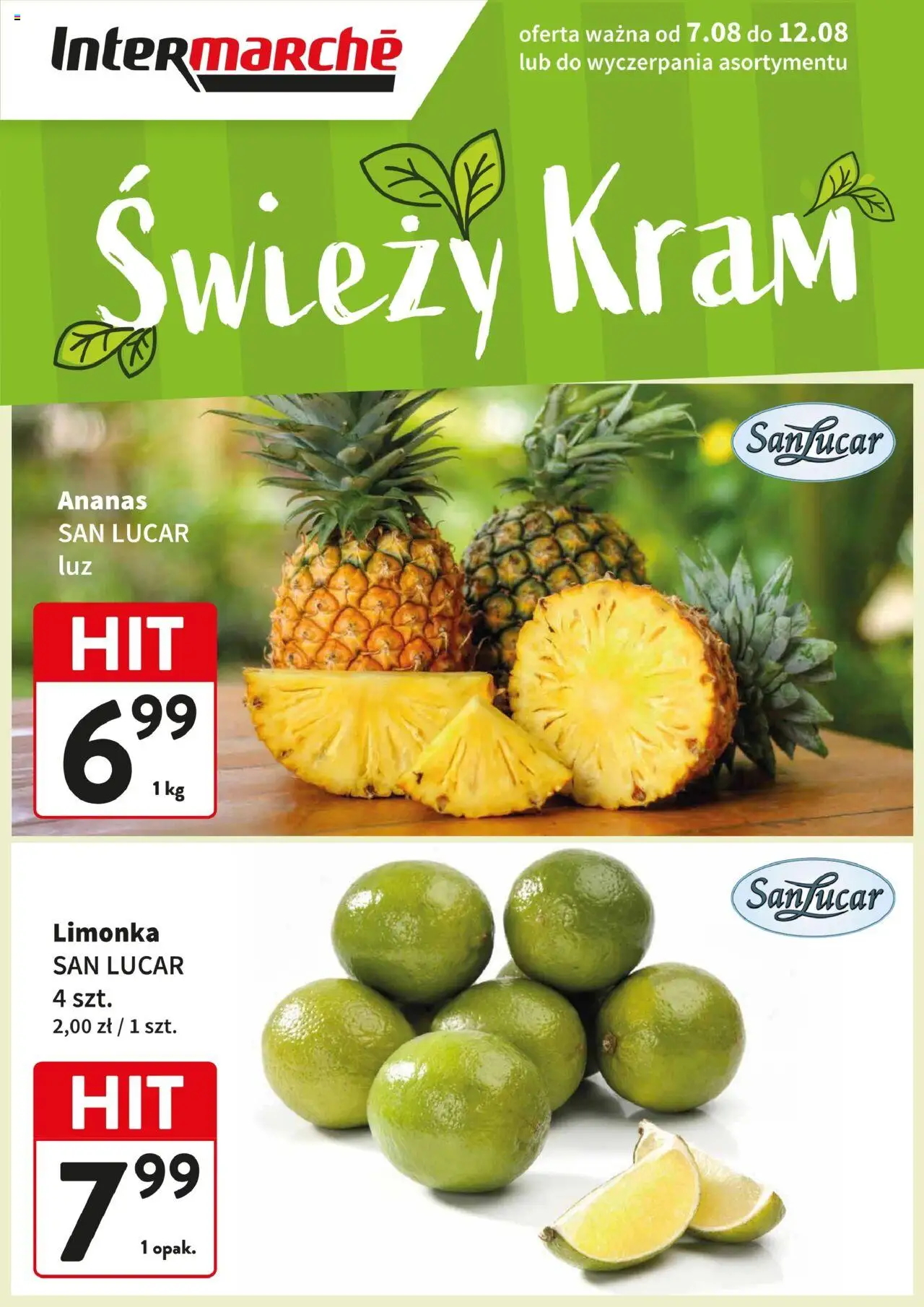 Intermarche Świeży Hit od 07.08.2025 - Nowa Gazetka - Numer strony 1 - Ananas, Limonka