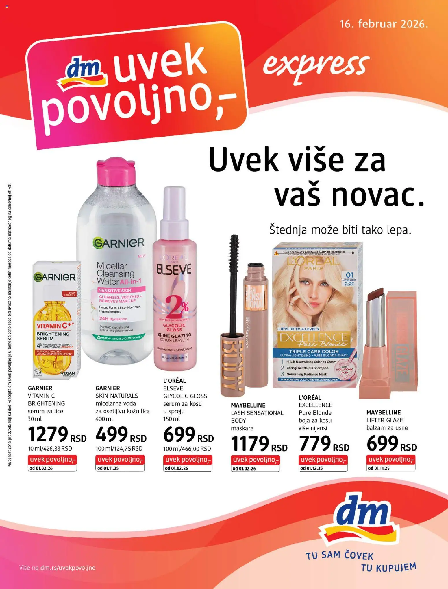 Pregled DM Drogerie kataloga - važi od 16.02.2026