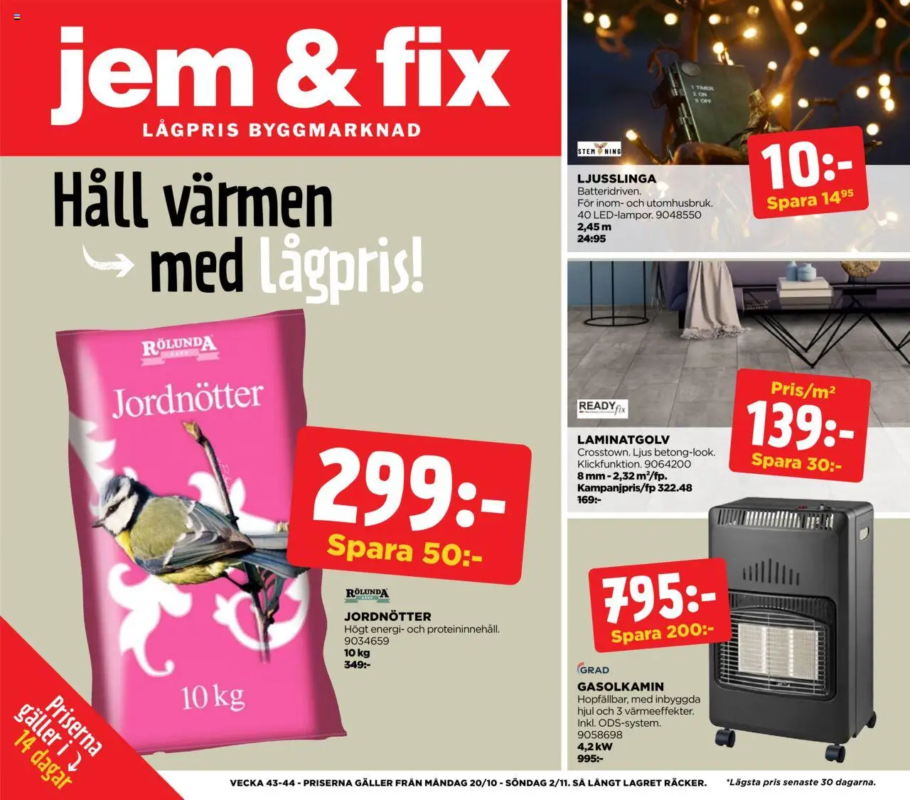 Aktuella reklamblad Jem & Fix är giltig 20/10 2025 > Veckans Erbjudanden gäller från 20/10/2025 till 02/11/2025 sidnummer 1