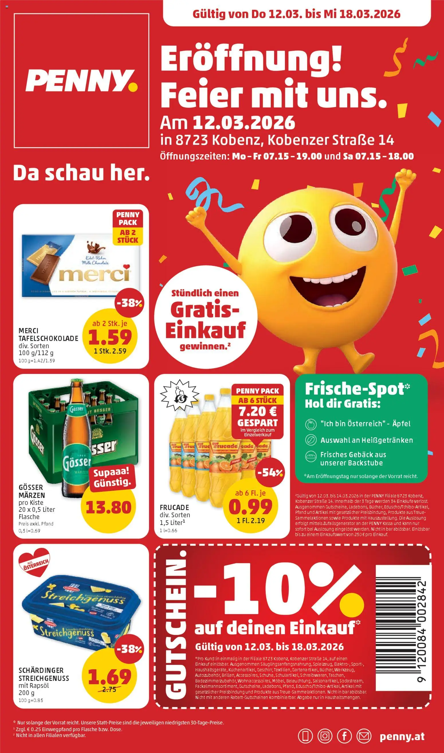 Vorschau der Angebote: Penny Markt Penny Markt Eröffnung in 8723 Kobenz gültig ab 12.03.2026