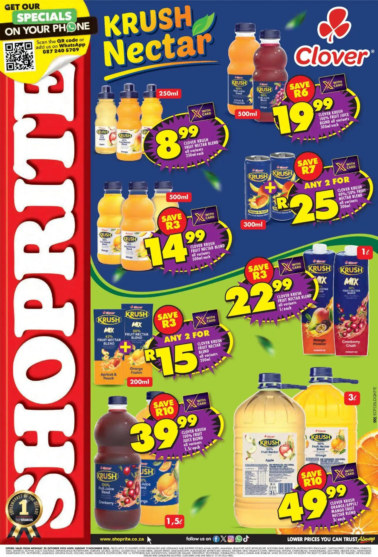 Shoprite Eastern Cape - Clover Krush Promotion 20/10 - 09/11/2025 >> Catalogue
