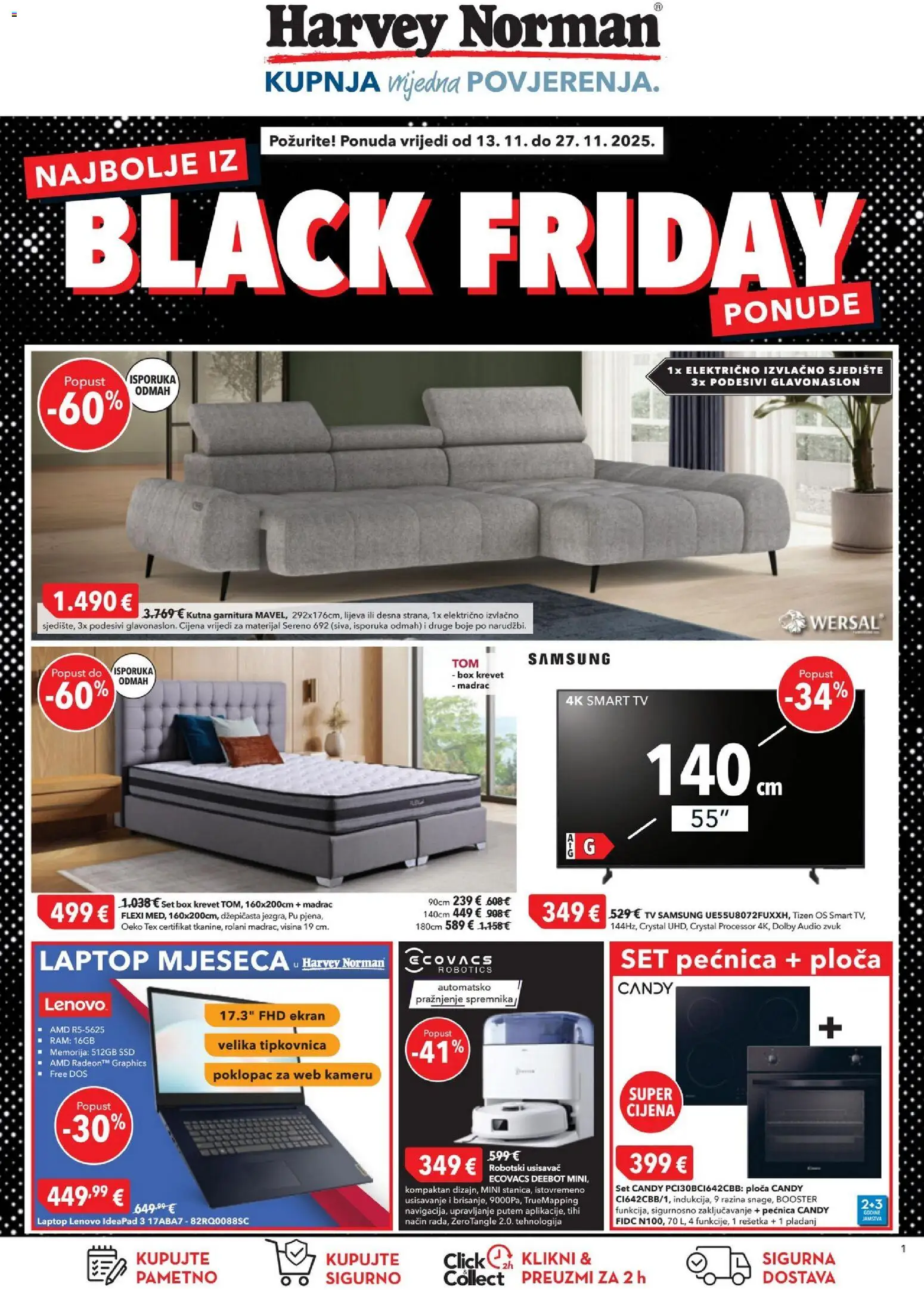 Pregled letka Black Friday trgovine Harvey Norman vrijedi od 13.11.2025