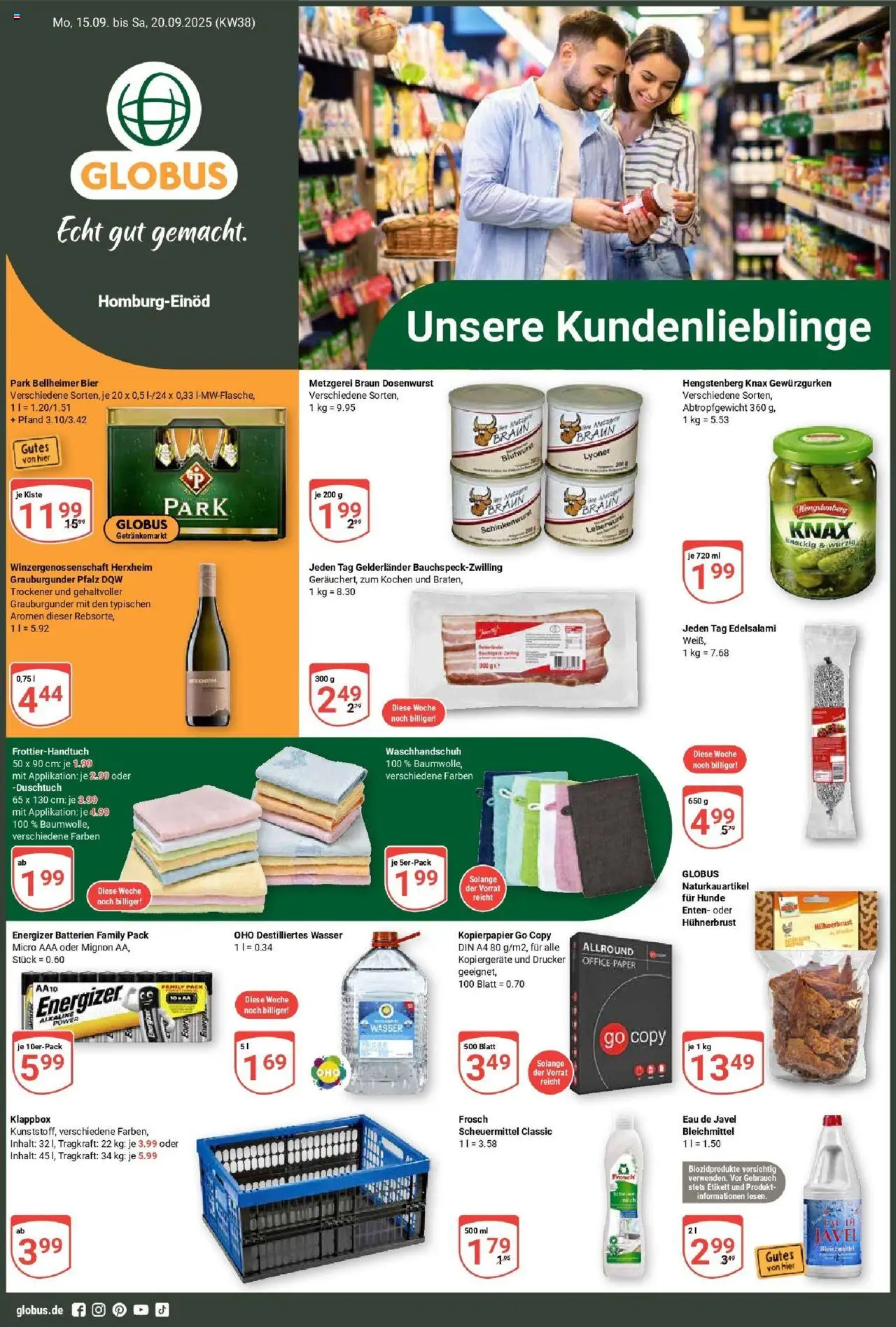 Globus Prospekt ab Montag 14.09.2025 > Prospekt Homburg-Einöd	