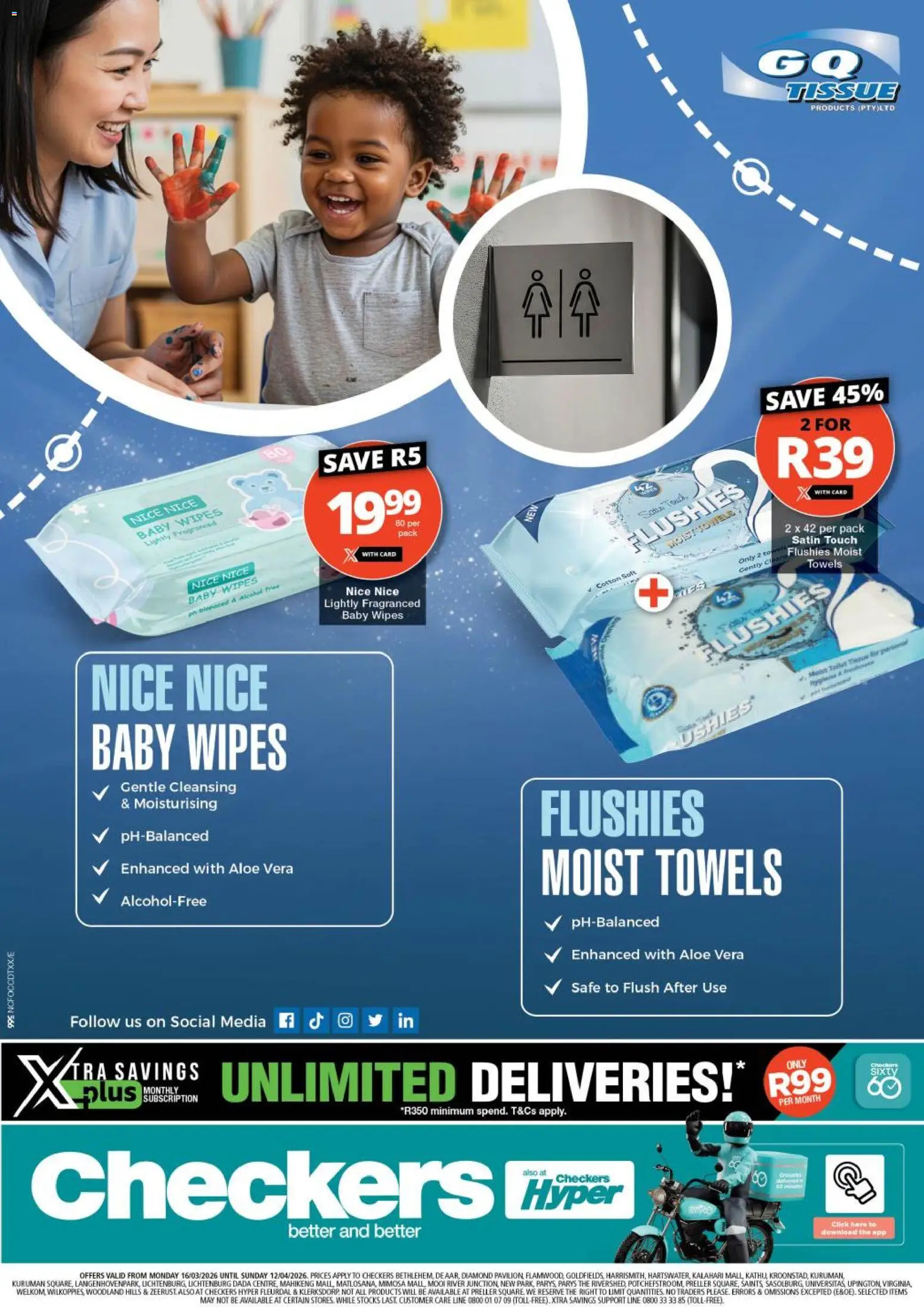 Preview of Checkers flyer valid from 16/03/2026 - Alcohol, Aloe Vera, Towels