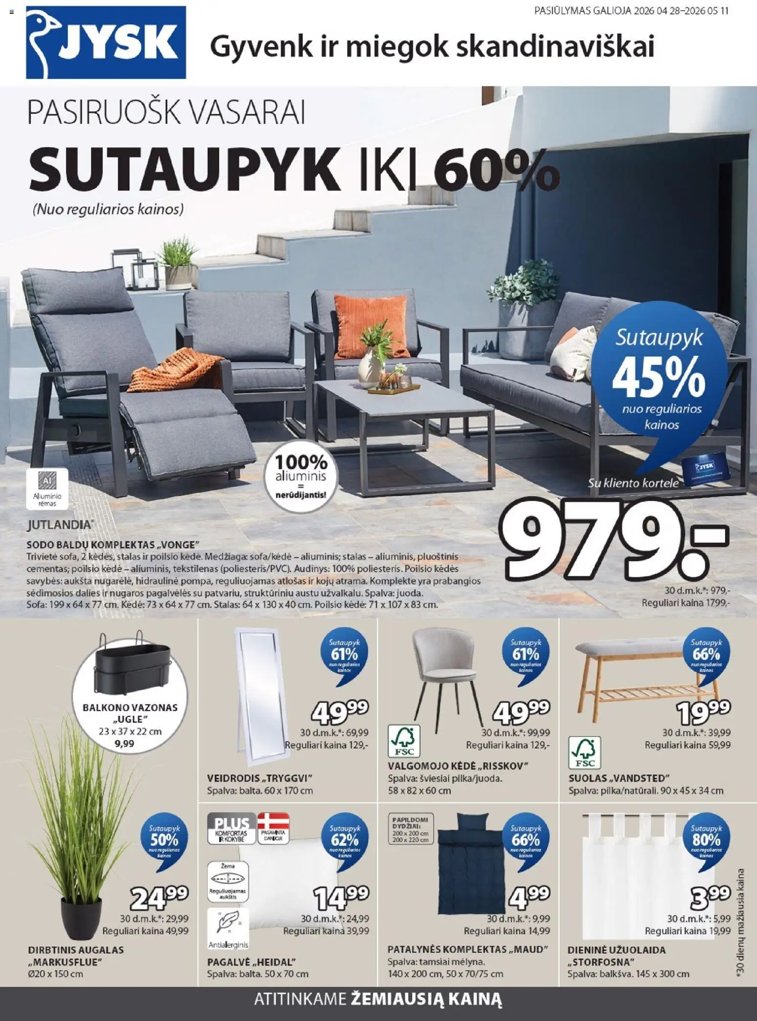 JYSK parduotuvės leidinio JYSK leidinys galiojančio nuo 2026.04.28 peržiūra