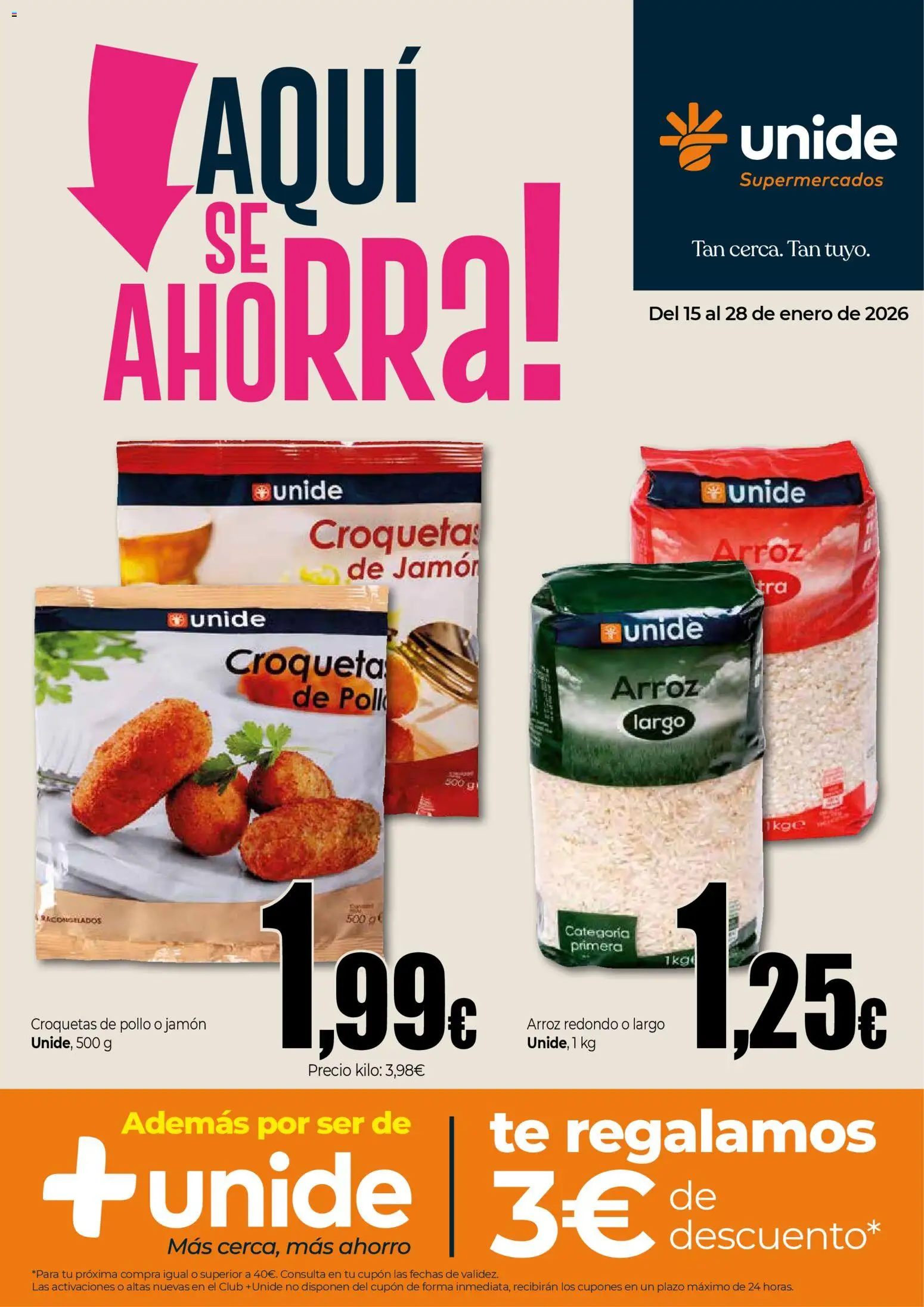 Vista previa del folleto de la tienda Unide válido desde el 15/01/2026 - Arroz, Té, Jamón, Croquetas, Pollo