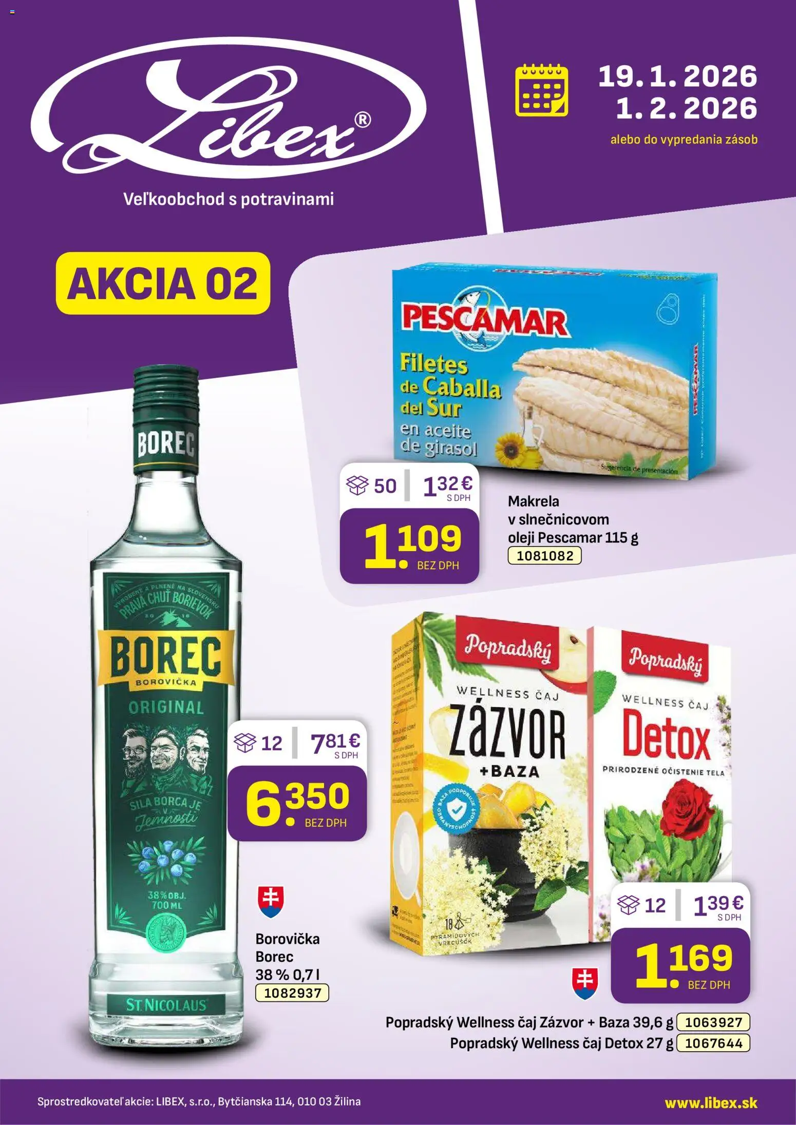 Náhľad Libex letáku platného od 19.01.2026 - Borovička, Čaj, Zázvor