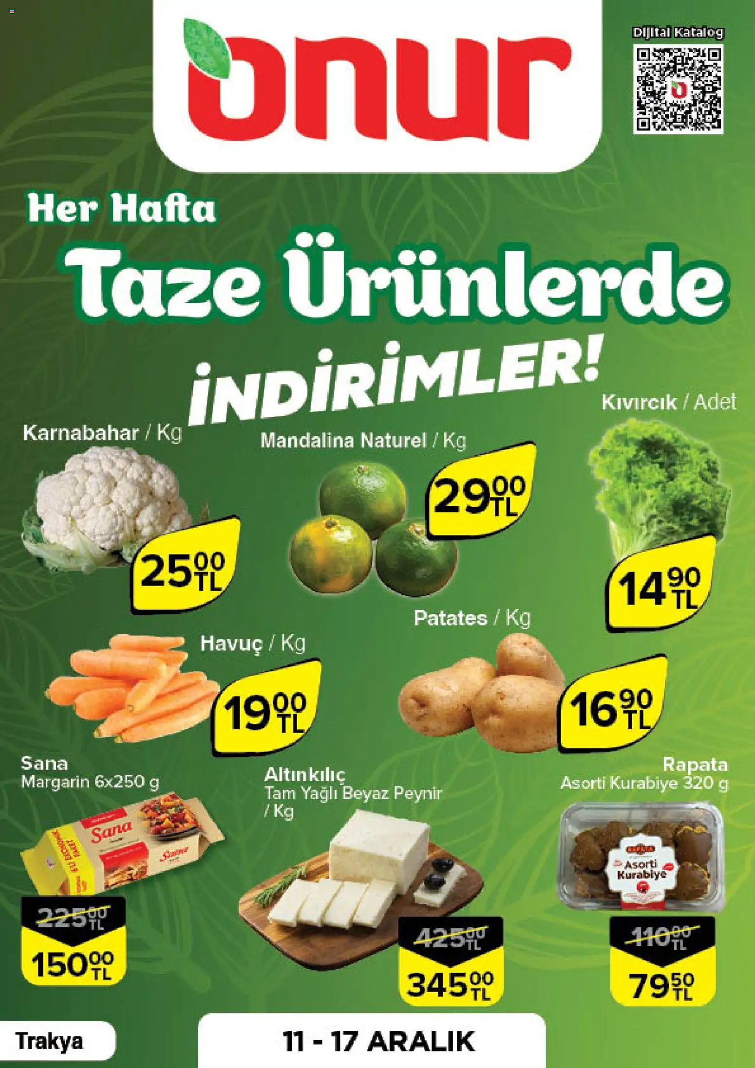 Onur Market Taze Ürünlerde İndirimler - Trakya 11.12.2025 - Broşürünün önizlemesi
