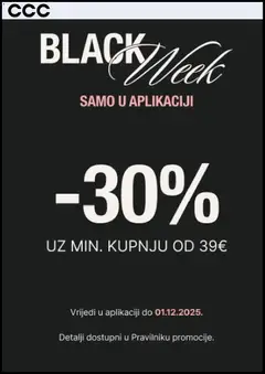 Pregled letka Black Friday trgovine CCC vrijedi od 27.11.2025