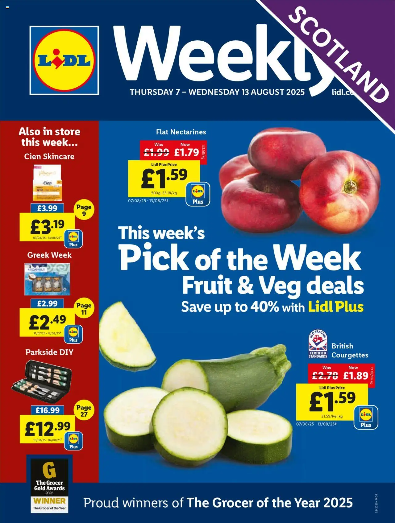 Lidl shop Lidl Weekly Scotland valid from 07/08/2025 - Page number 1 - Fruit, Nectarines