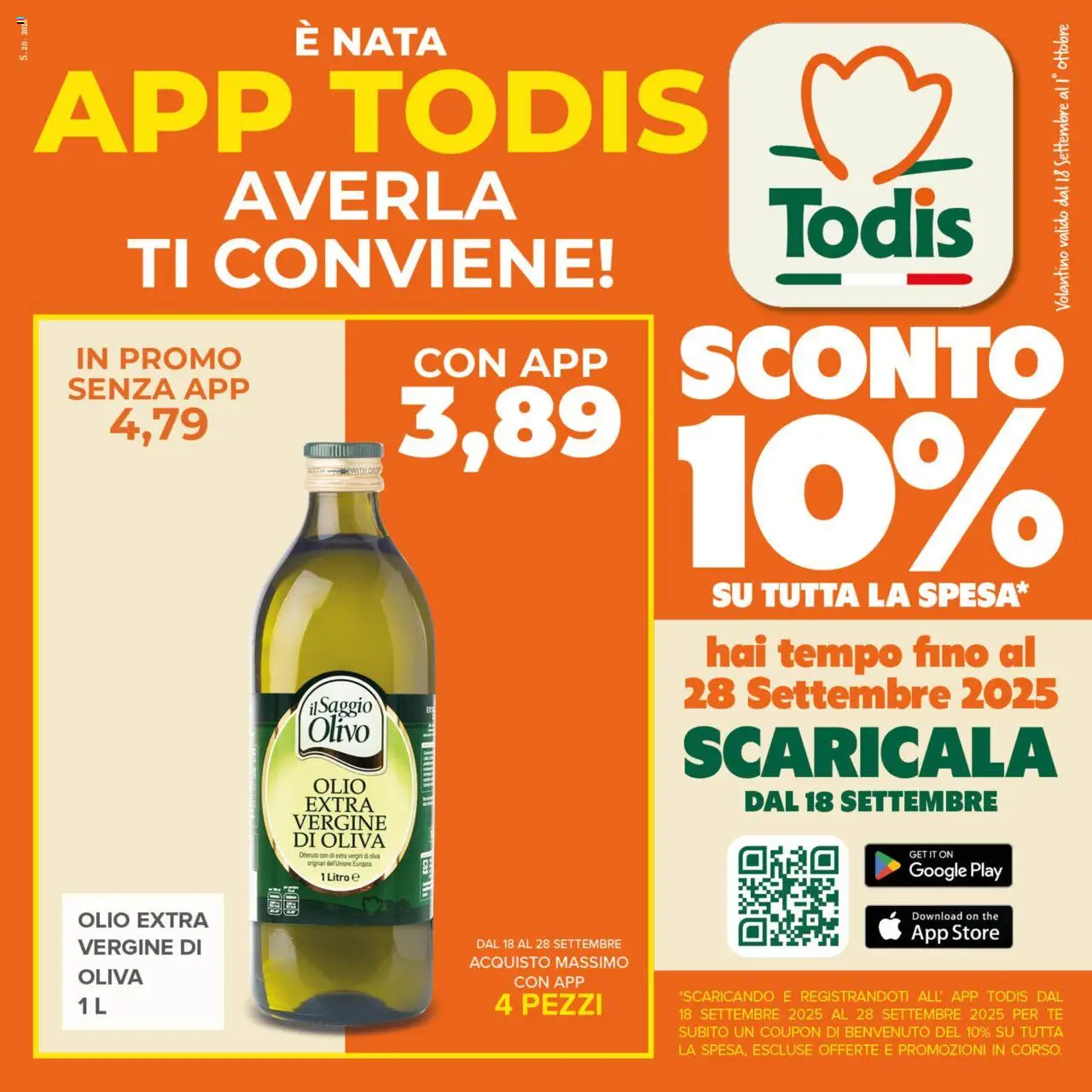 Volantino Todis valido da 18/09/2025 numero di pagina 1 - The, Olio, Tè