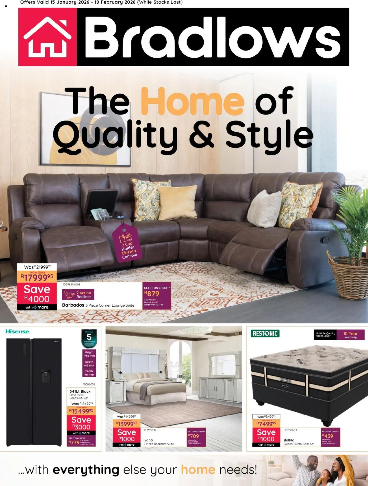 Preview of Bradlows flyer valid from 15/01/2026 - Lounge suite, Freezer, Foam