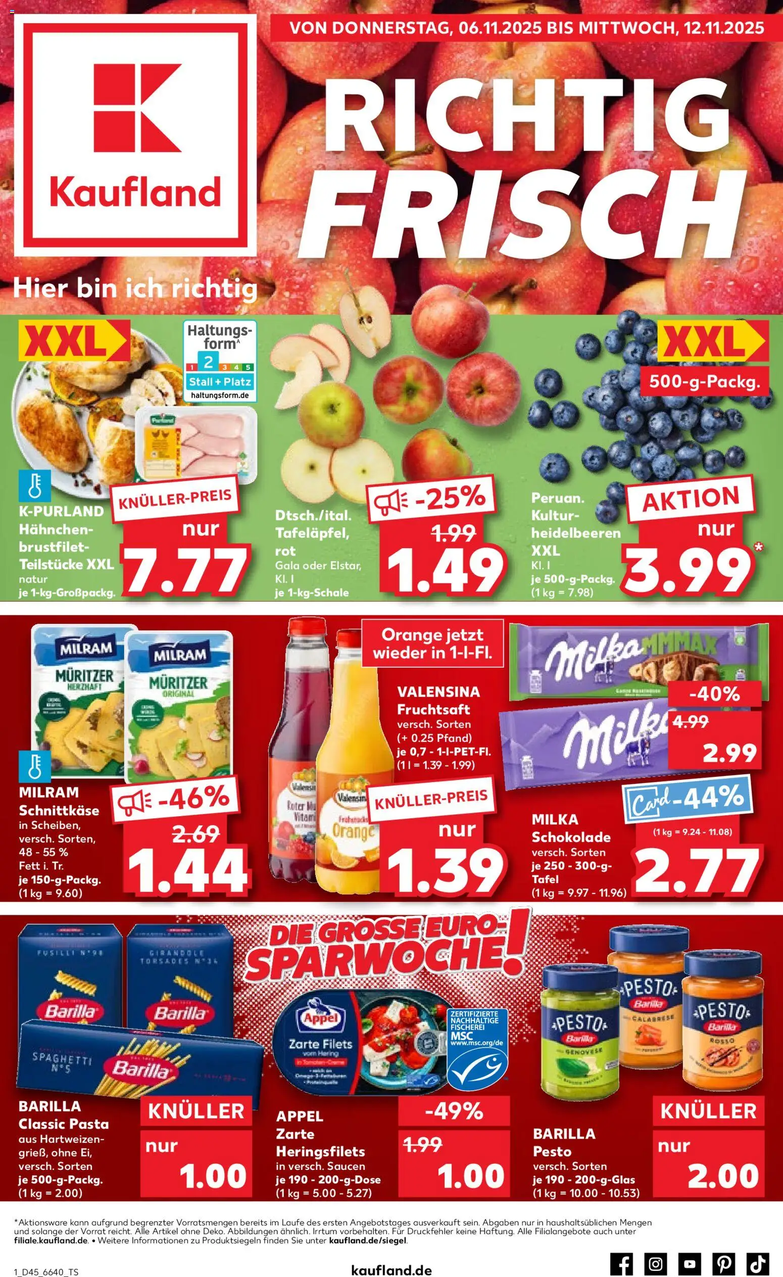 Voorbeeld van DE Folder van winkel Kaufland DE geldig vanaf 06-11-2025 - Pasta, Appel, Spaghetti, Haring, Tafel, Pesto, Barilla