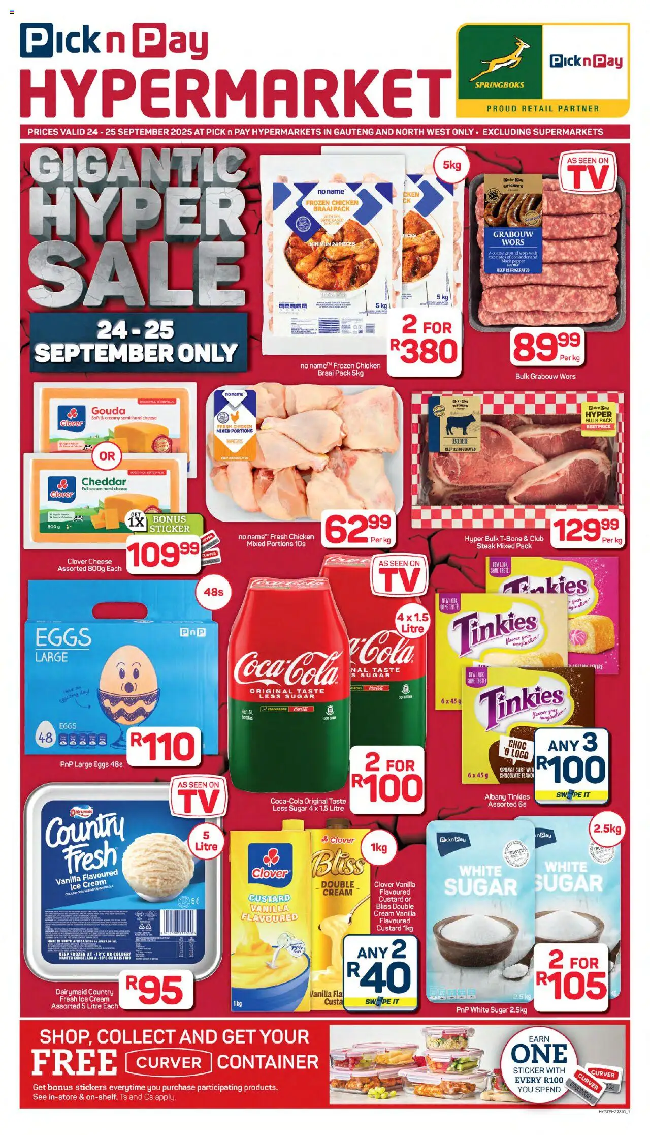 Pick n Pay Inland provinces - Hypermarket Gigantic Sale from 24/09 - 25/09/2025 > Promotions