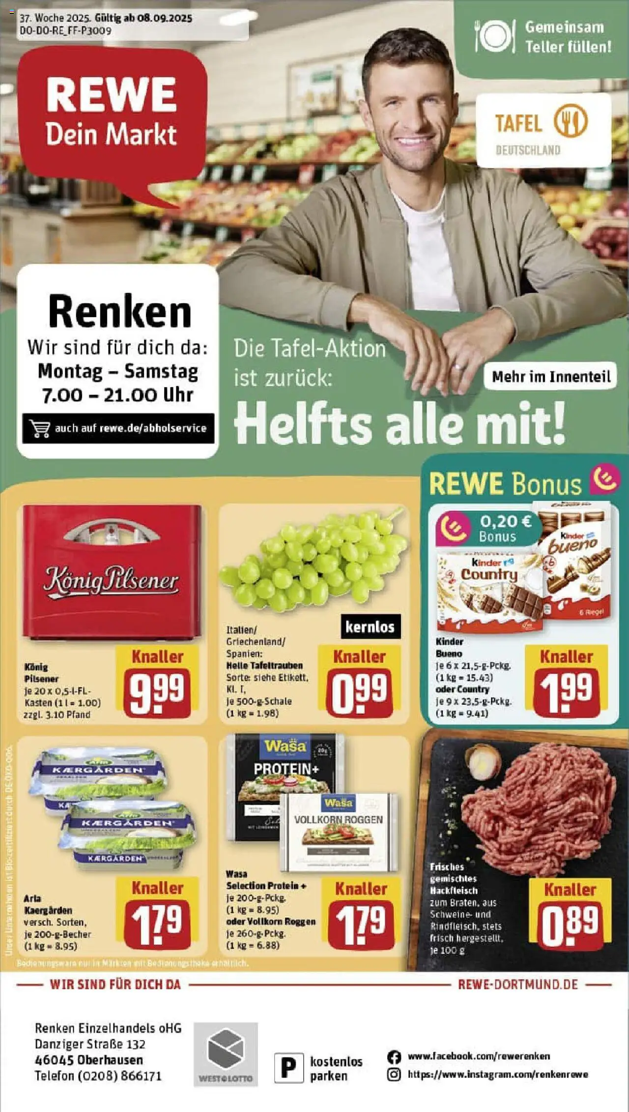 REWE Prospekt ab 07.09.2025 nächste Woche - Prospekt Oberhausen	