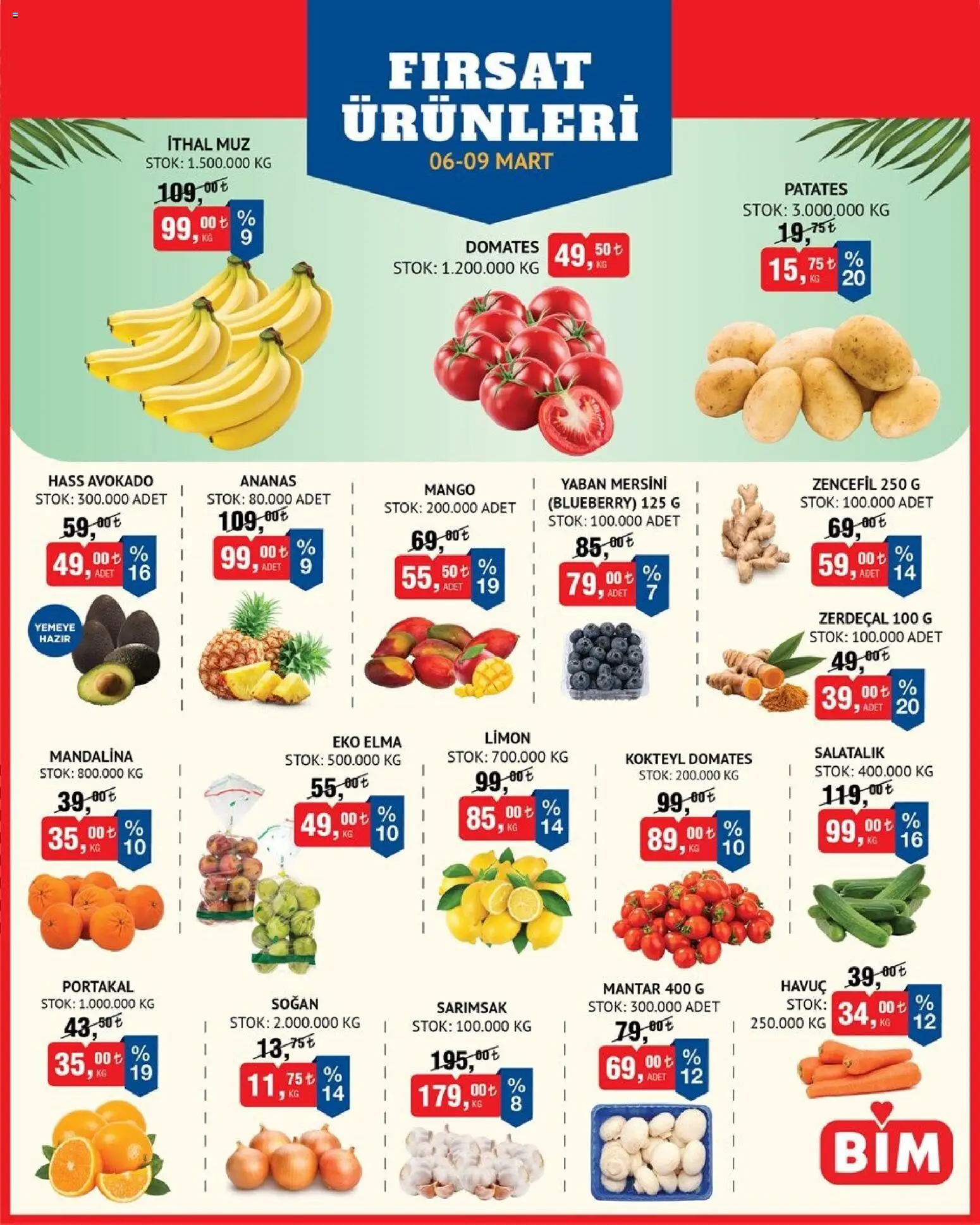 BİM BİM - Meyve-Sebze, İndirim 06.03.2026 - Broşürünün önizlemesi
