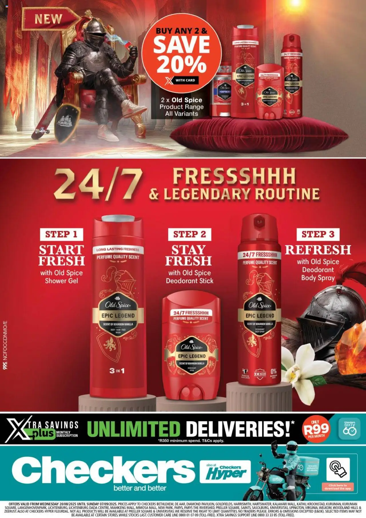 Checkers Northern Cape - Old Spice Promotion 20/08 - 07/09/2025 >> Catalogue - Perfume, Shower, Deodorant, Vanilla, Bourbon, Shower gel, Body spray