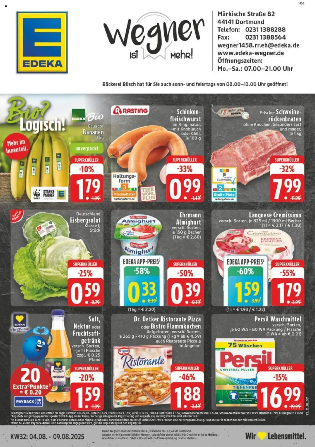 Edeka DE shop DE Folder - Wegner geldig vanaf 03-08-2025 - Paginanummer 1 - Pizza, Bananen