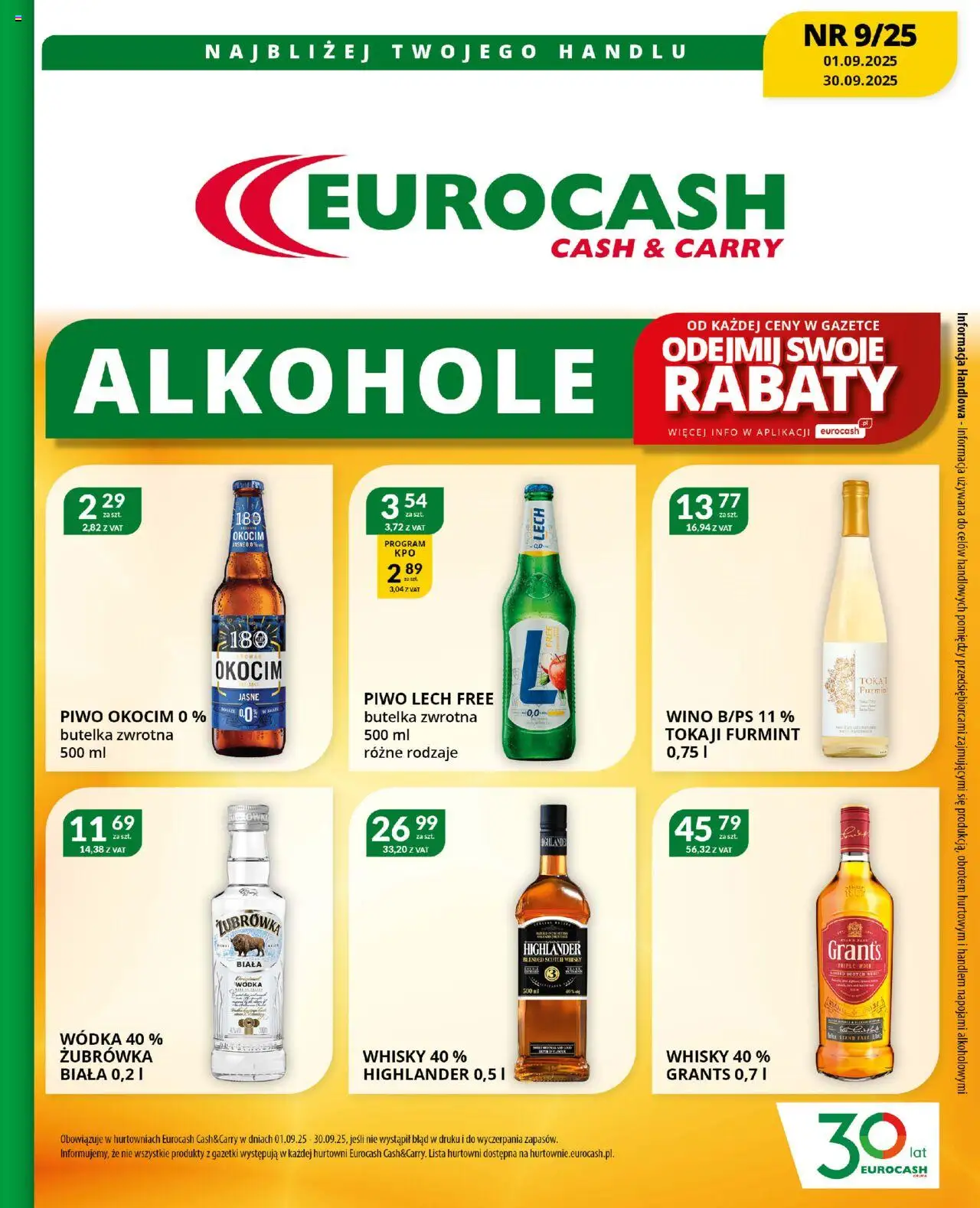 Eurocash Katalog Alkoholowy C&C od 01.09.2025 - Nowa Gazetka - Numer strony 1 - Lech, Alkohole, Piwo, Whisky, Wino, Wódka, Żubrówka, Scotch whisky