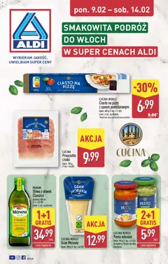 Pogląd gazetki "Smakowita podróż do Włoch" ze sklepu Aldi ważnej od 09.02.2026