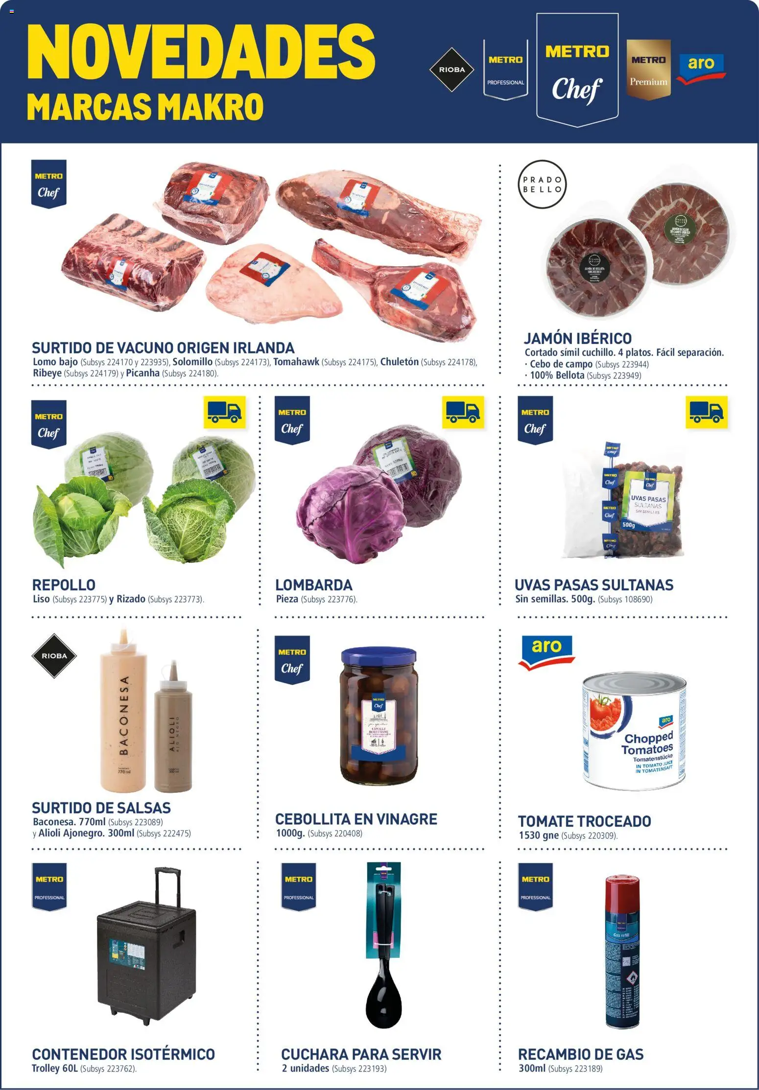 Vista previa del folleto de la tienda Makro válido desde el 12/01/2026 - Jamón, Uvas, Jamón ibérico, Tomate, Repollo, Vinagre, Lomo, Pasas