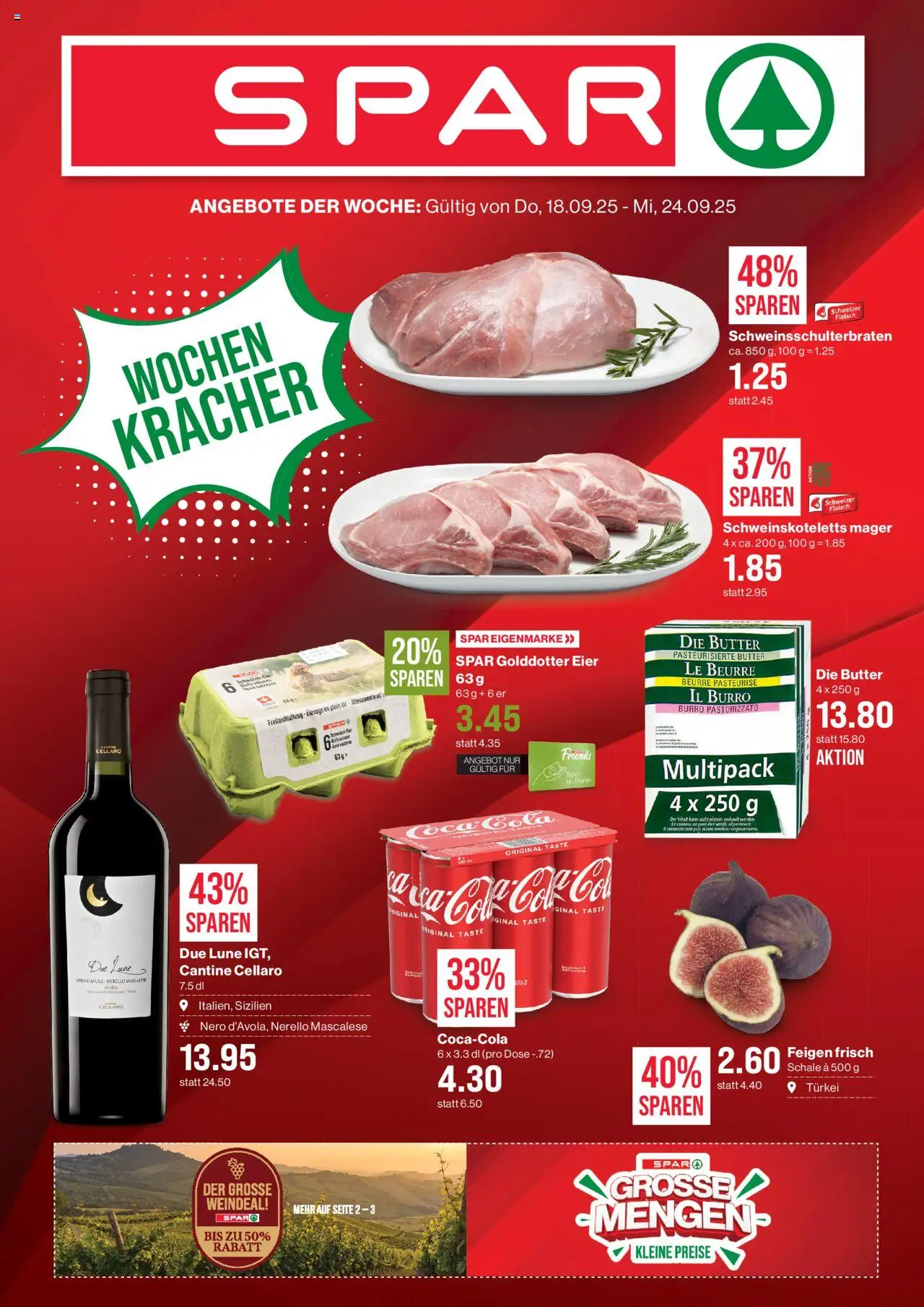 Vorschau des Merkblatts Aktionen vom Shop SPAR gültig von 18.09.2025 bis 24.09.2025 - Butter, Eier