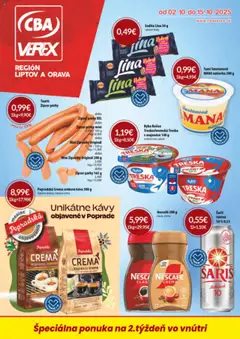 Náhľad CBA Verex letáku platného od 02.10.2025
