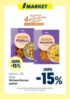 Kaupan S-market Tarjoukset Coop gluteenittomat pastat esikatselu, voimassa 01/09/2025