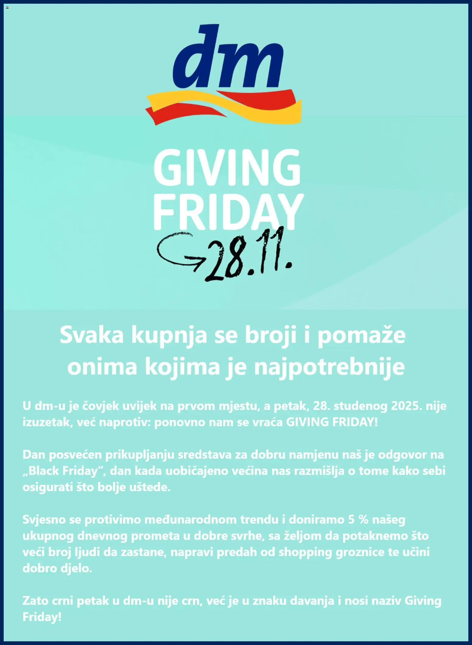 Pregled letka Giving Friday trgovine DM vrijedi od 27.11.2025