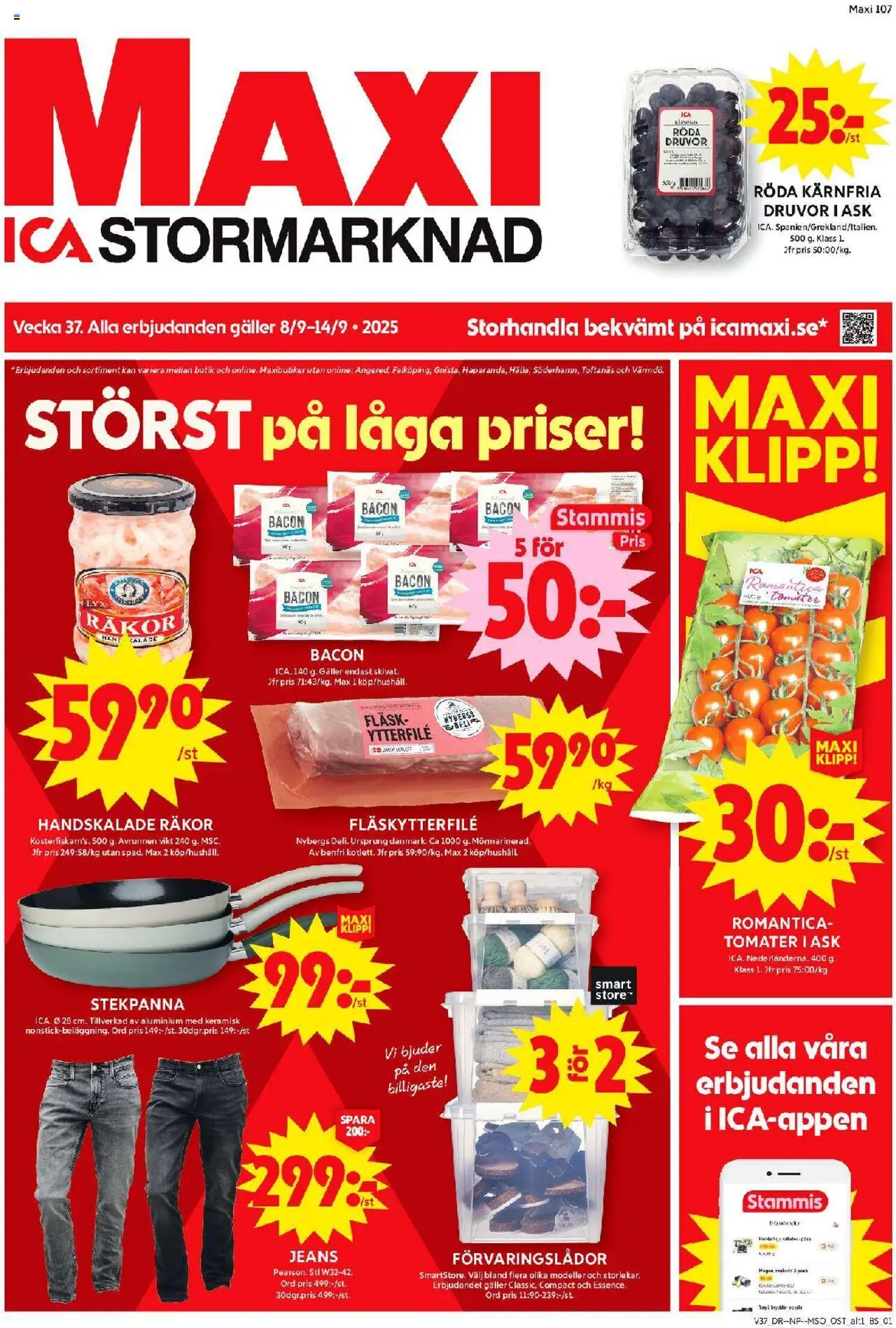 Aktuella reklamblad ICA Maxi är giltig 08/09 2025 > Veckans Erbjudanden gäller från 08/09/2025 till 14/09/2025 sidnummer 1