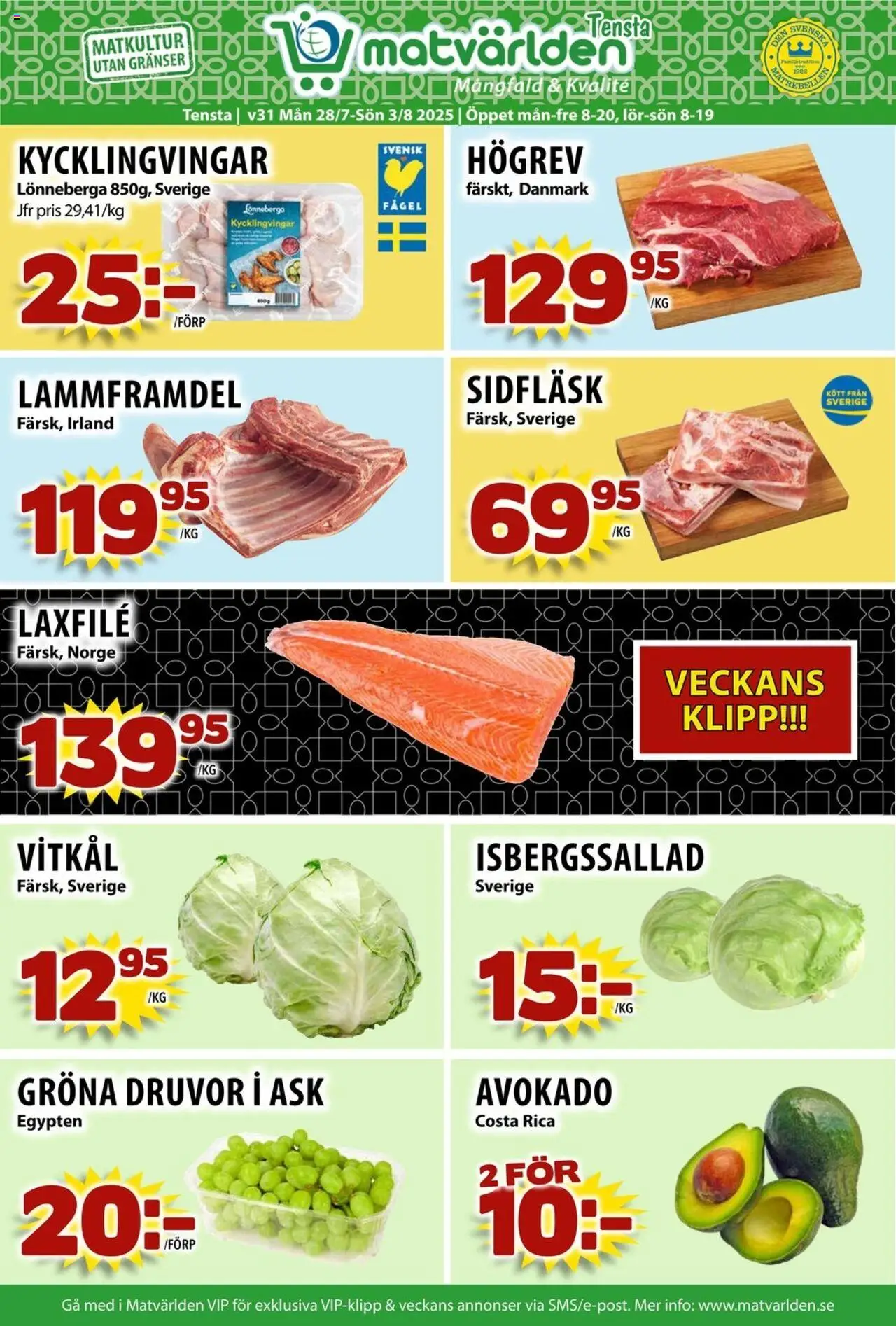 Tensa är giltig 28/07 2025 > Veckans Erbjudanden gäller från 28/07/2025 till 03/08/2025 sidnummer 1