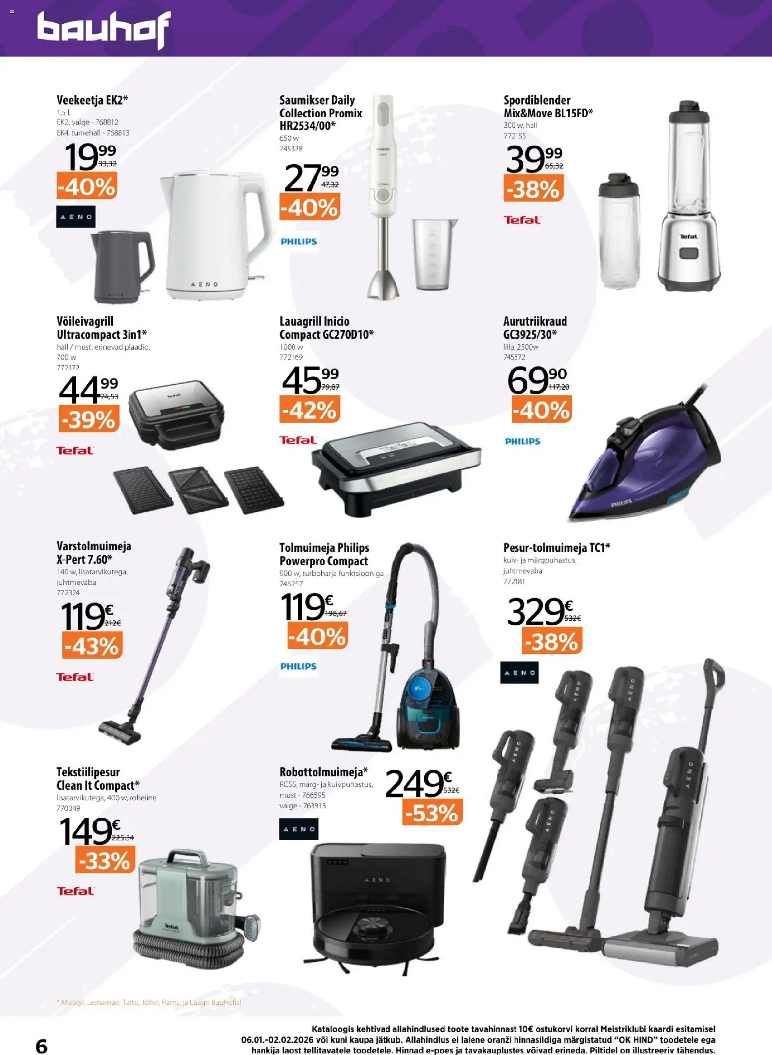 Bauhof kliendilehe eelvaade alates 2026.01.06