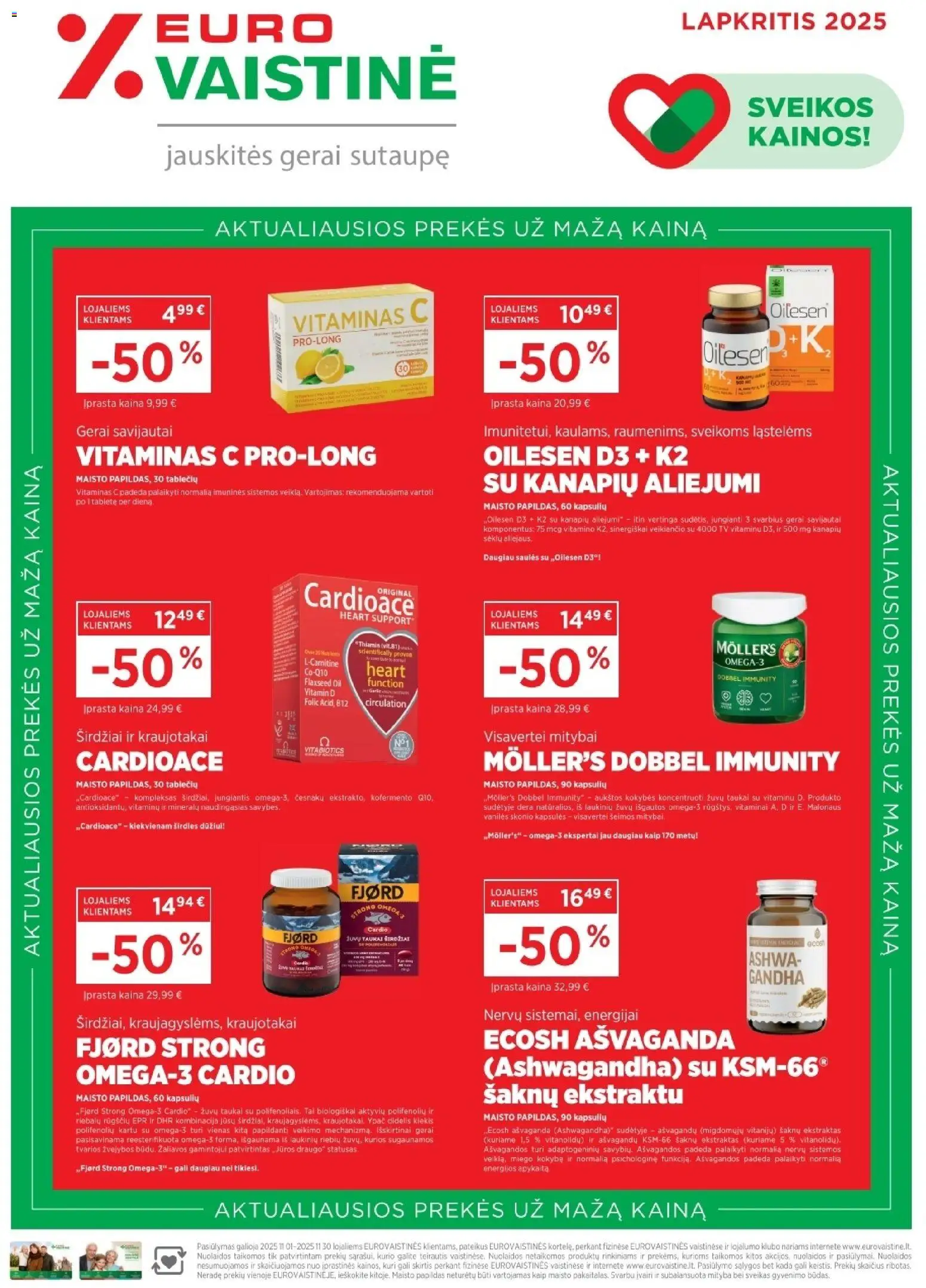 EUROVAISTINĖ parduotuvės leidinio Leidinys galiojančio nuo 2025.11.01 peržiūra - Tv, Ašvaganda, Kapsulės
