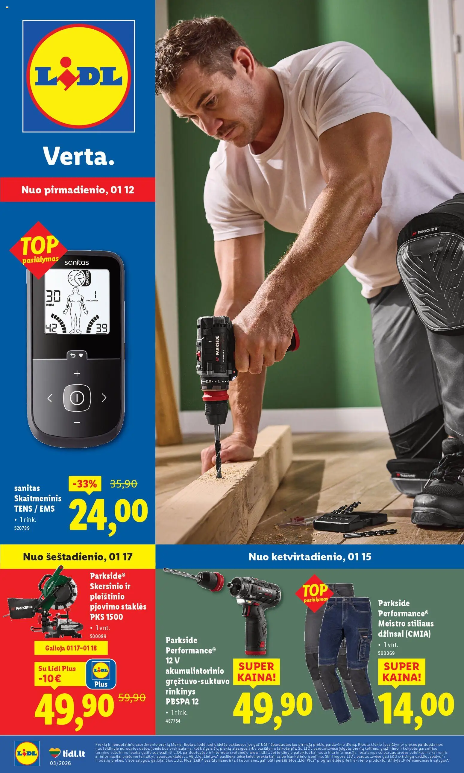 LIDL parduotuvės leidinio Leidinys - Ne maisto prekių pasiūlymai galiojančio nuo 2026.01.12 peržiūra