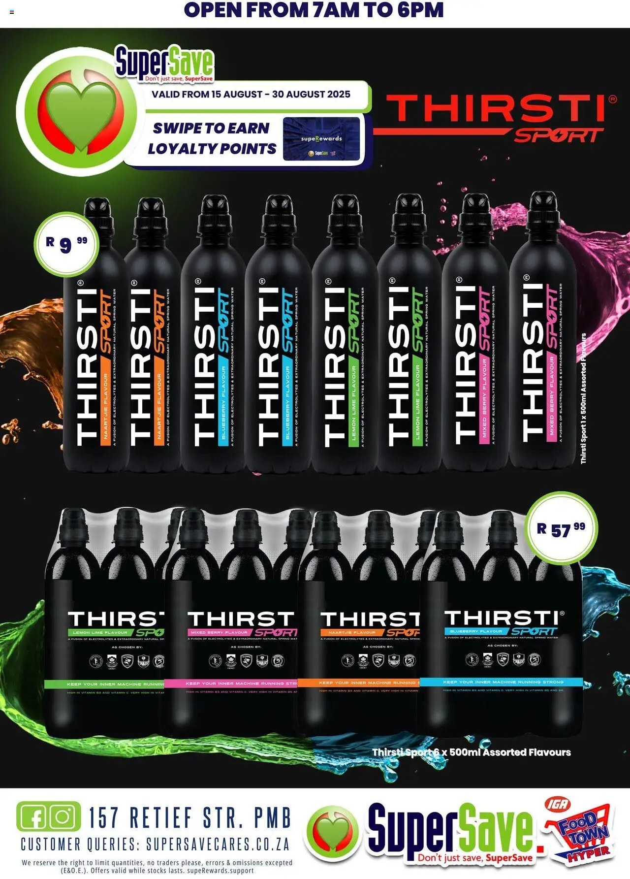 Super Save NEW Thirsti Sport Deals from 15/08 - 30/08/2025 > Promotions - Water, Lemon, Lime