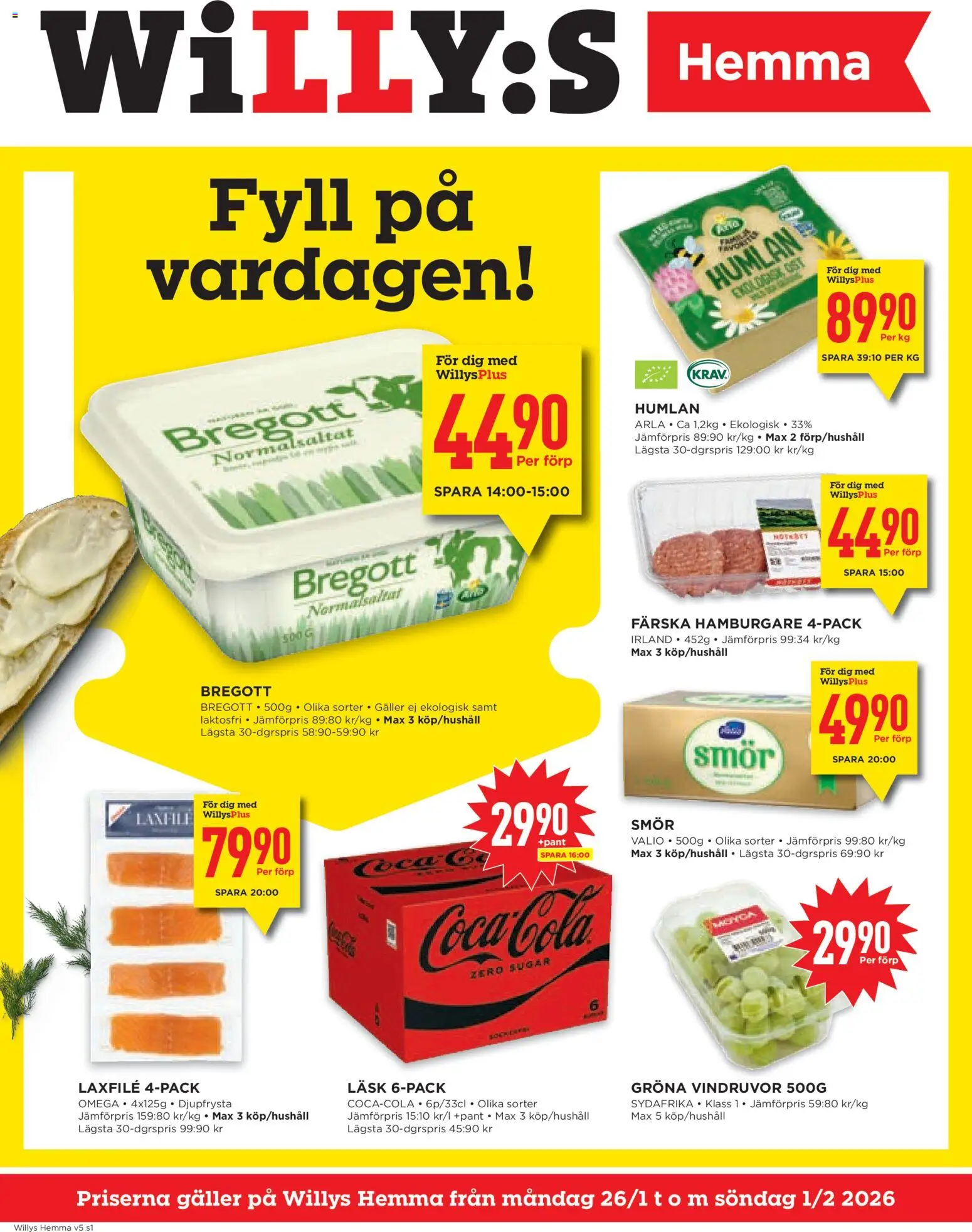Förhandsgranska reklamblad Aktuella reklamblad Willys från butik Willys gäller från 26/01/2026