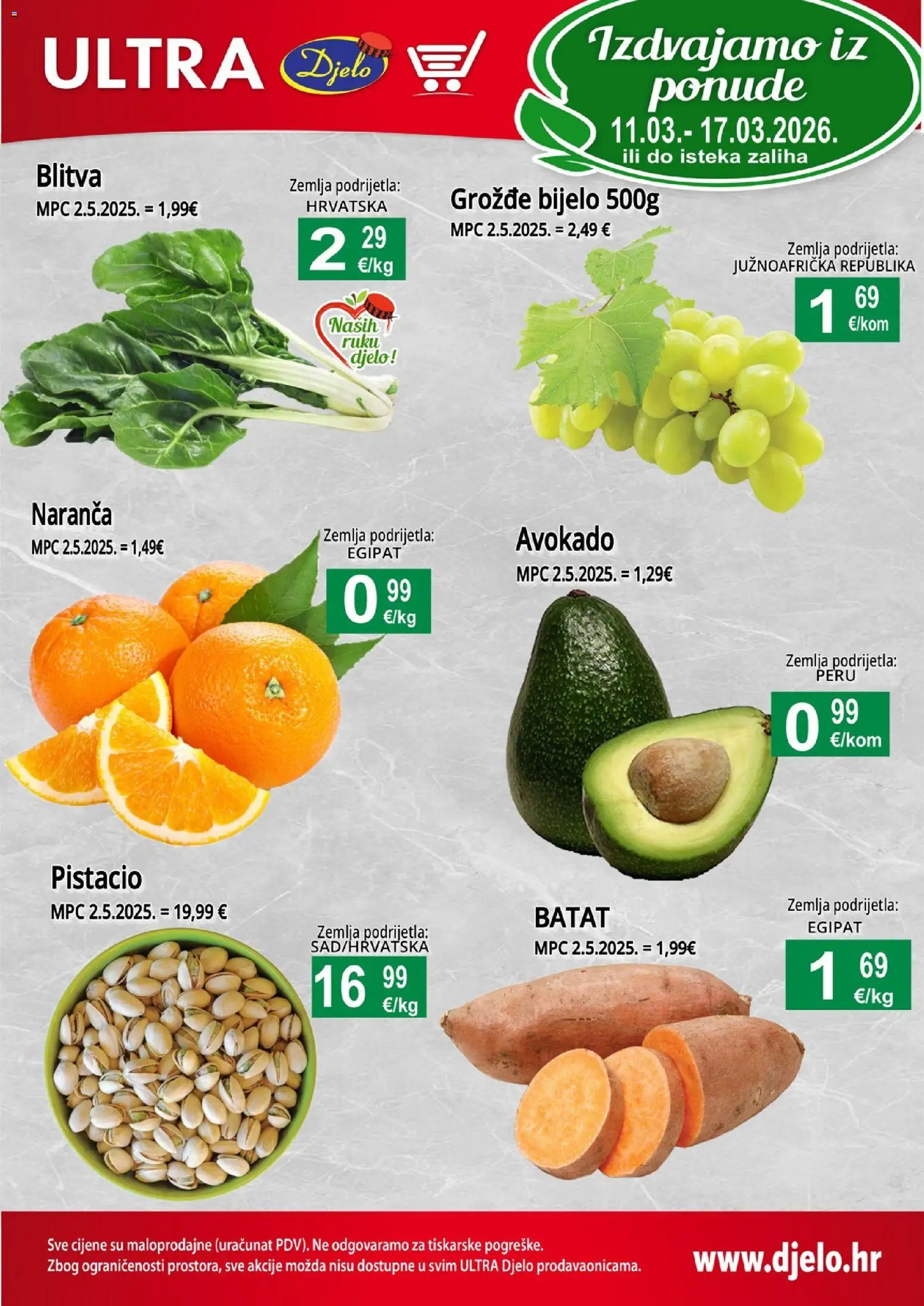 Pregled letka Djelo Katalog trgovine Djelo vrijedi od 11.03.2026