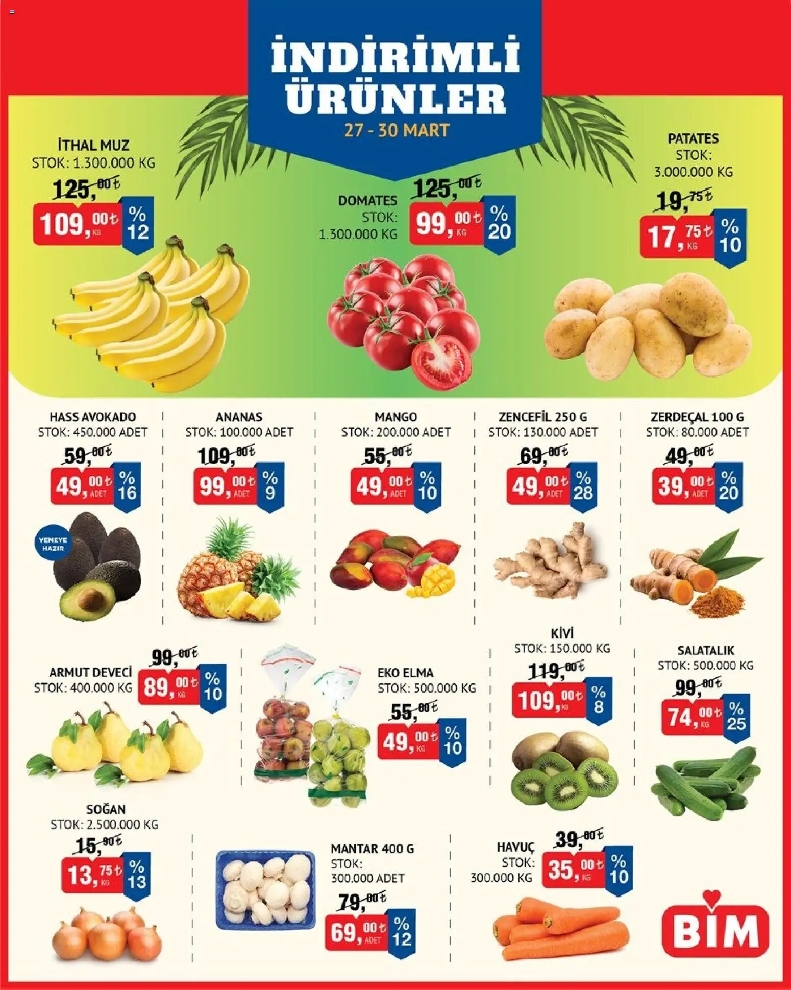 BİM BİM - Meyve Sebze, İndirim 27.03.2026 - Broşürünün önizlemesi