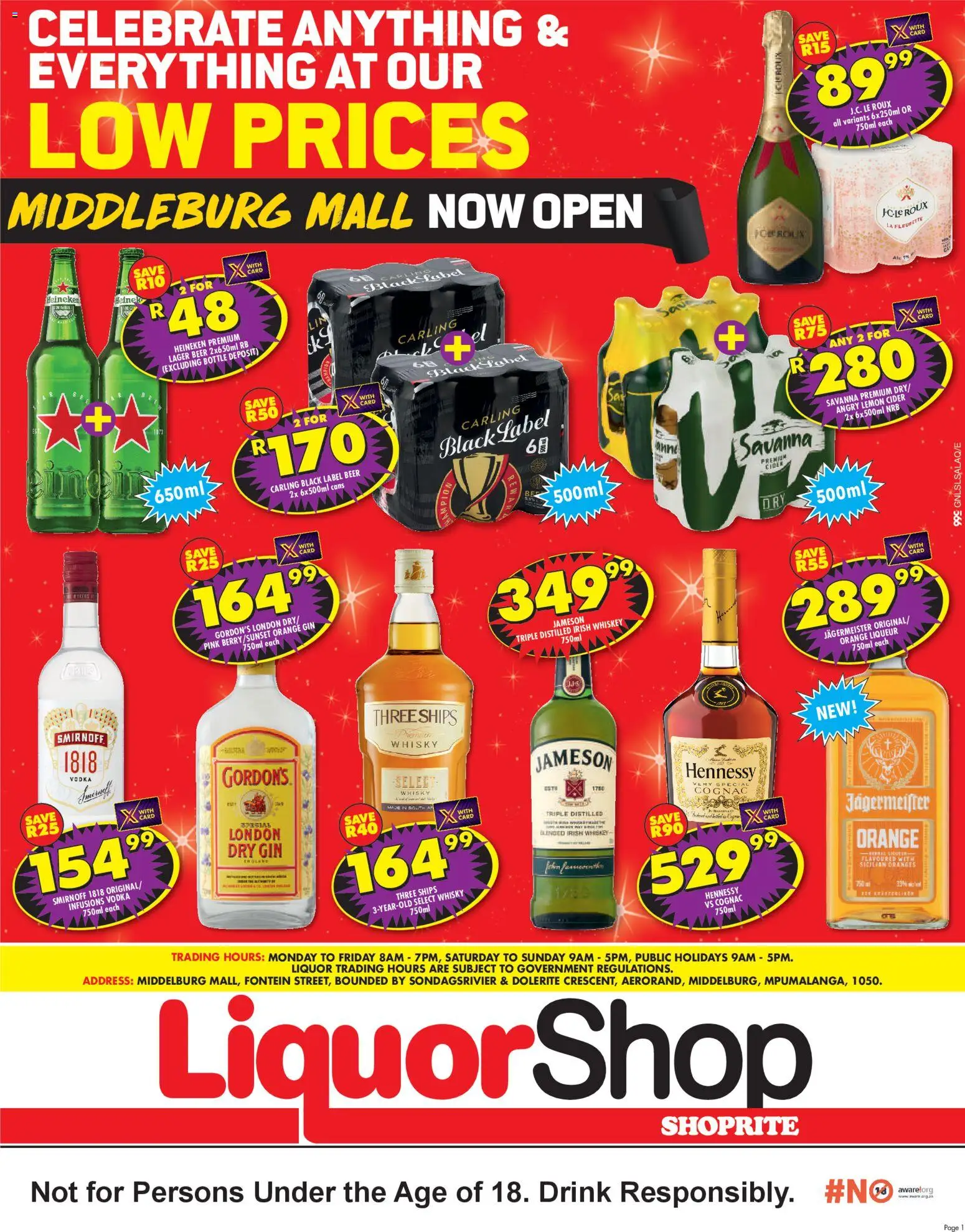 Shoprite MIiddleburg Mall LiquorShop Specials 27/10 - 09/11/2025 >> Catalogue