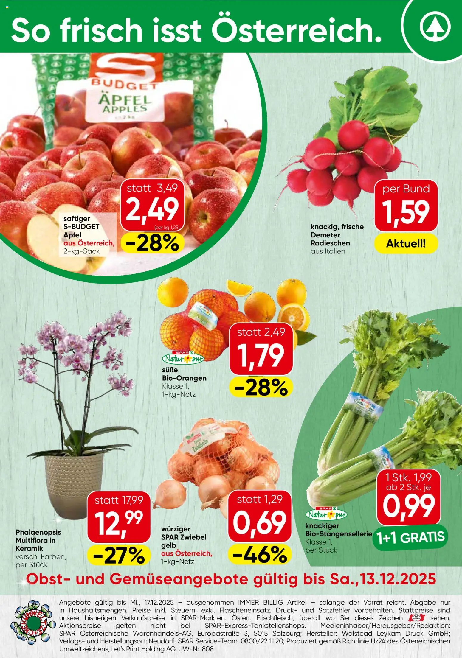 Vorschau der Angebote: Spar Burgenland Obst & Gemüse gültig ab 08.12.2025