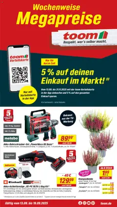 Vorschau von dem Prospekt des Geschäftes Toom Baumarkt, gültig ab dem 13.09.2025