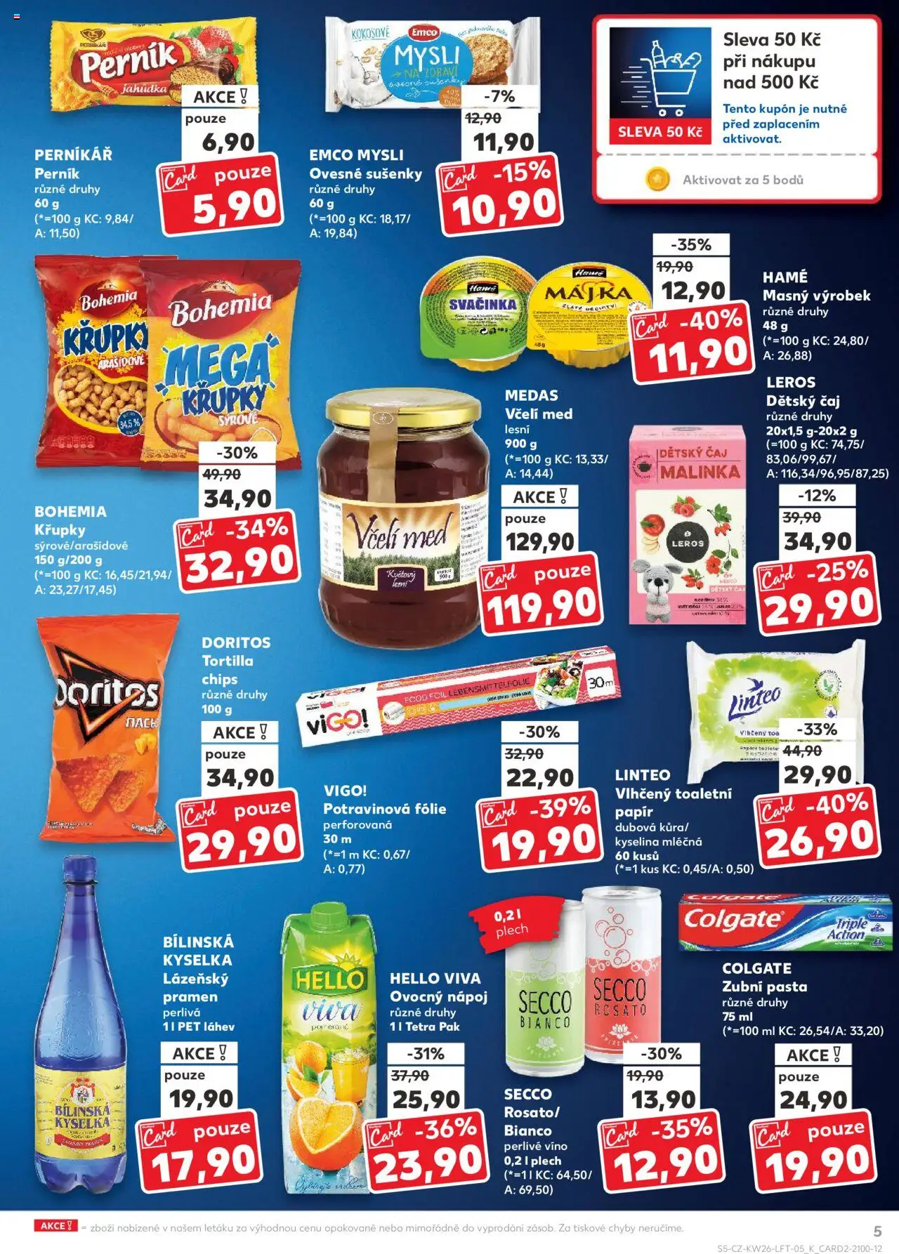  KAUFLAND Leták - Plzeň (25.06.2025) příští týden - strana 5 - Med, Víno, Čaj, Toaletní papír, Plech, Mysli, Tortilla chips, Křupky