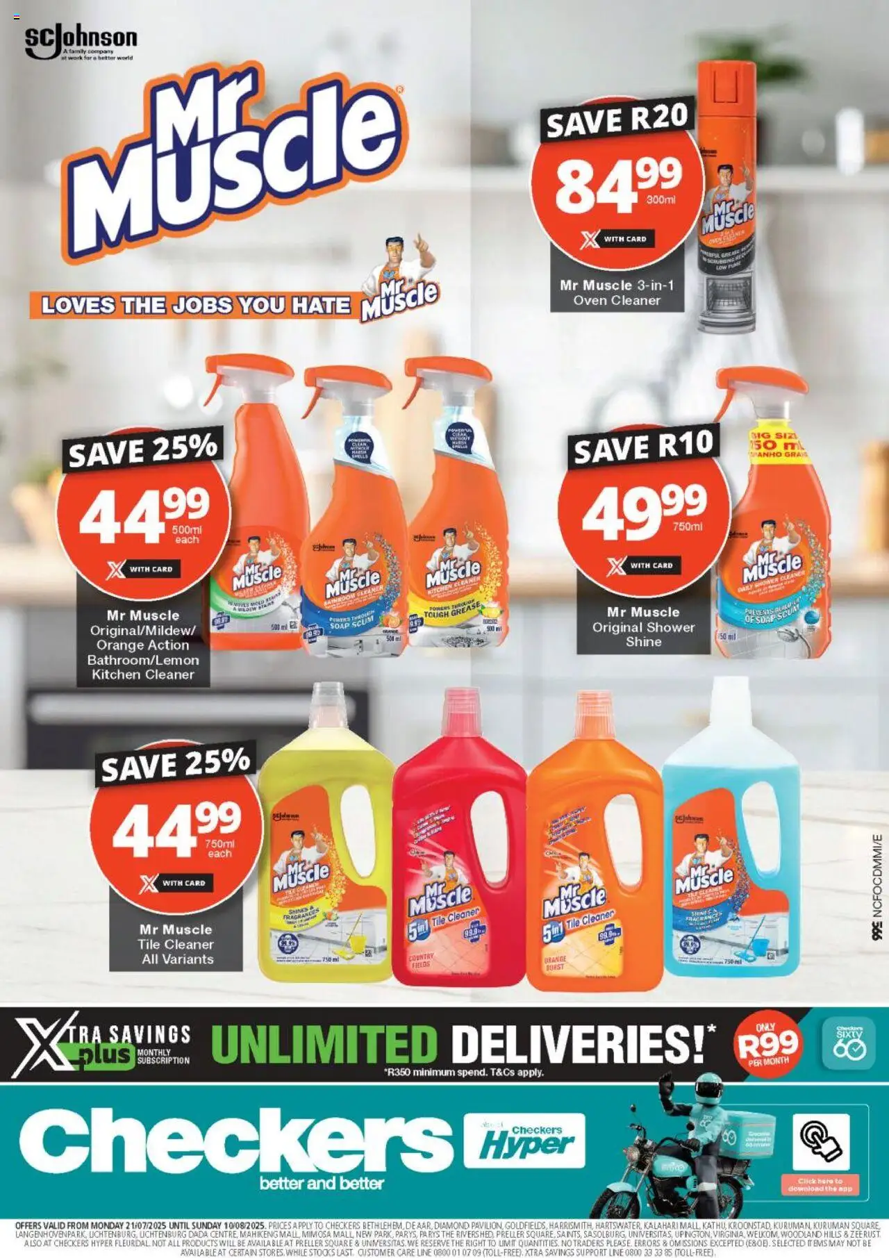 Checkers Northern Cape - Mr Muscle Promotion 21/07 - 10/08/2025 >> Catalogue - Oven, Shower, Fragrance, Soap