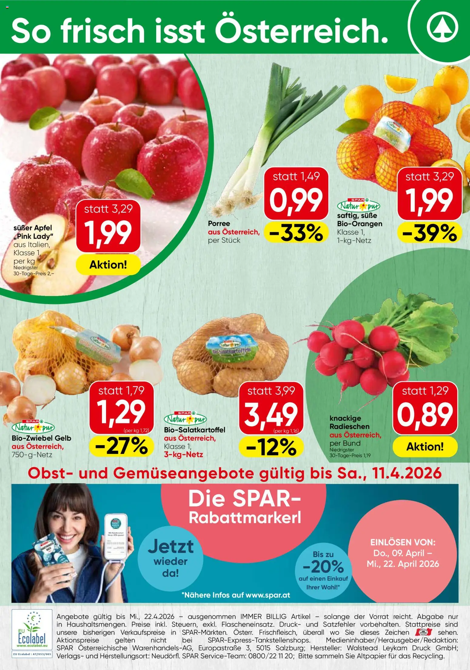 Vorschau der Angebote: Spar Spar Obst & Gemüse gültig ab 06.04.2026