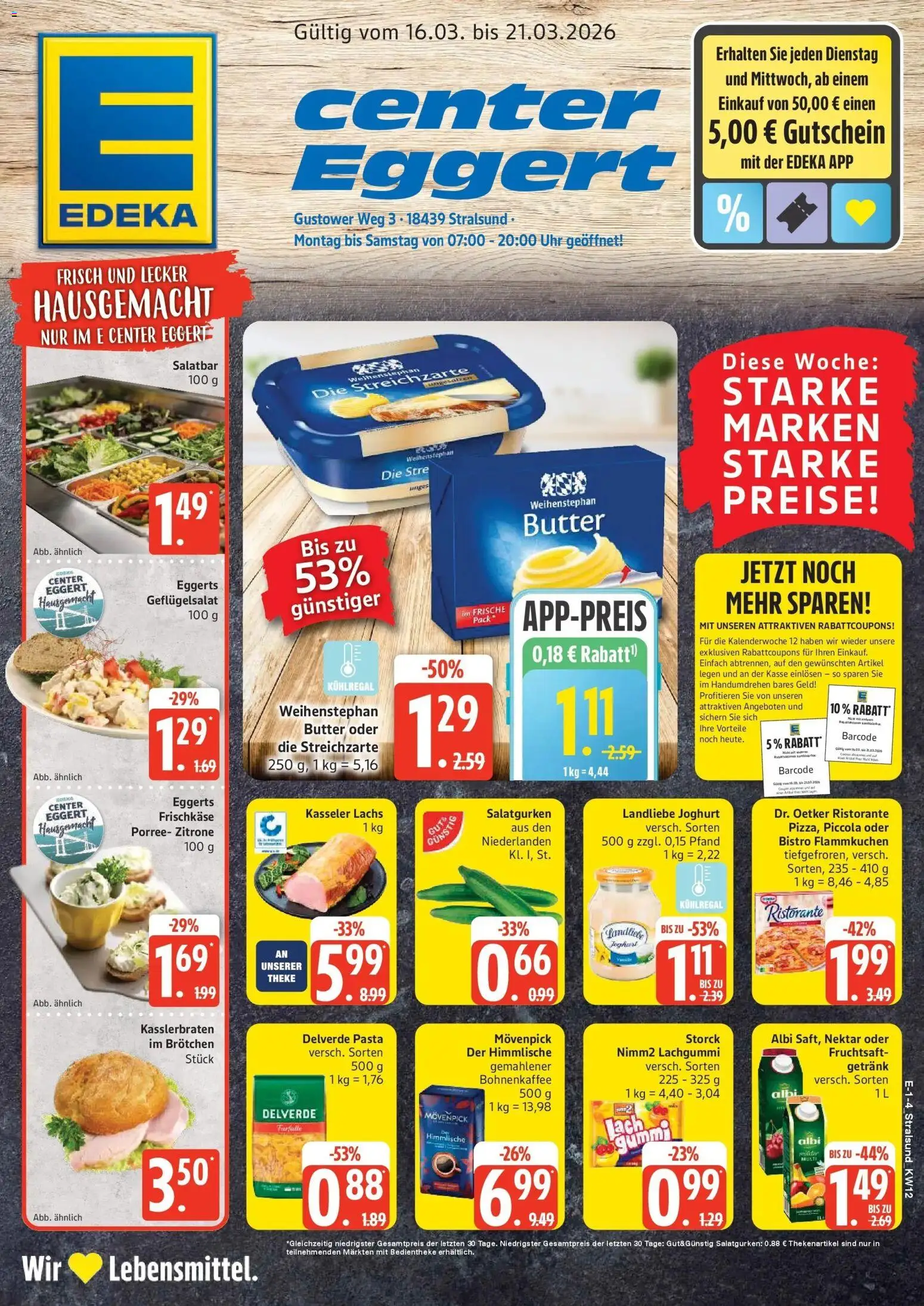 Vorschau von dem Prospekt des Geschäftes Marktkauf, gültig ab dem 16.03.2026 - Uhr, Butter, Pasta, Zitrone, Ristorante, Theke, Landliebe joghurt, Weihenstephan butter