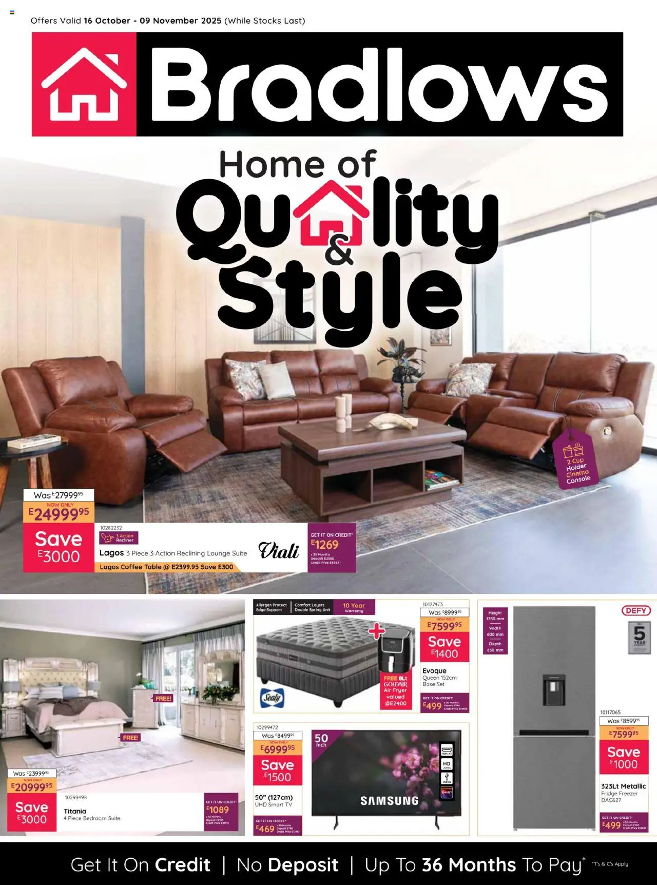Bradlows Eswatini Catalogue from 16/10 - 09/11/2025 > Promotions