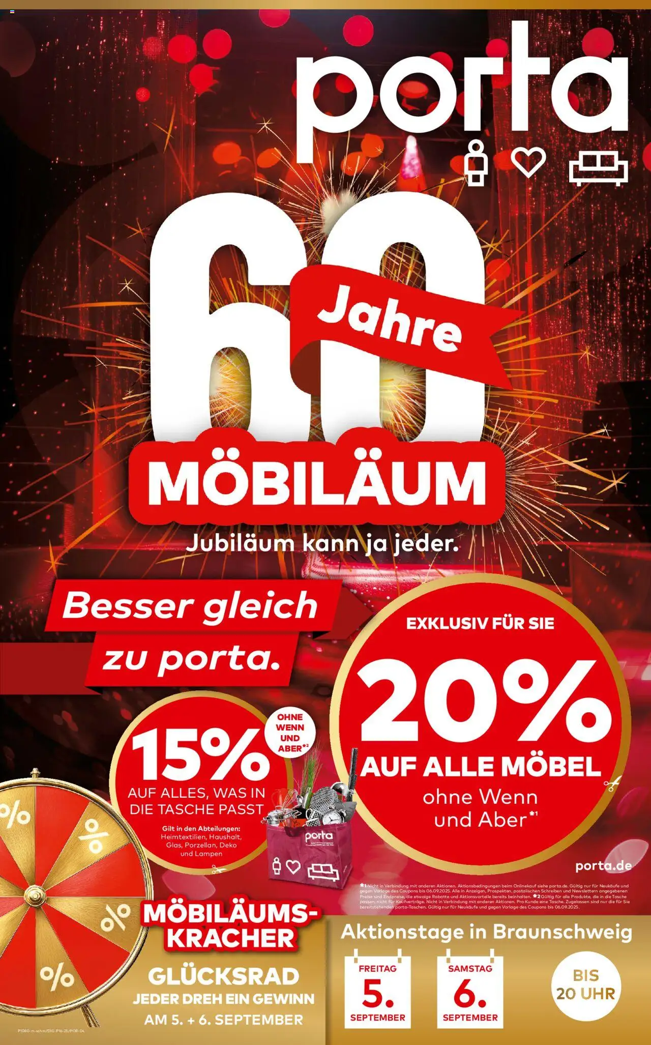 Porta! Prospekt Braunschweig (vom 31.08.2025 - 07.09.2025) - Uhr, Tasche