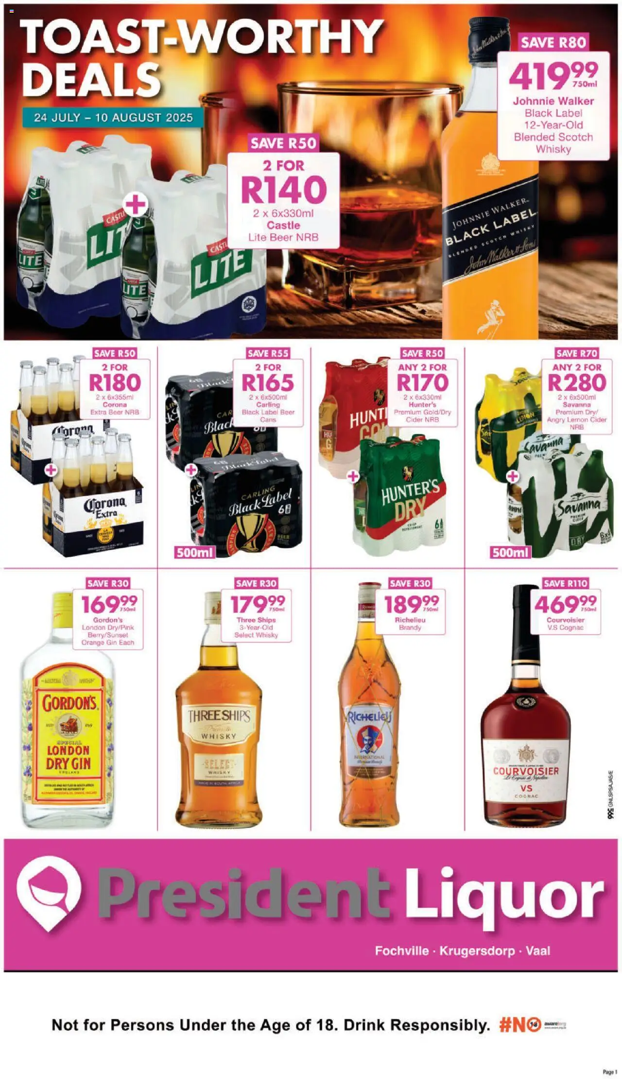 President Hyper Liquor Specials from 24/07 - 10/08/2025 > Promotions