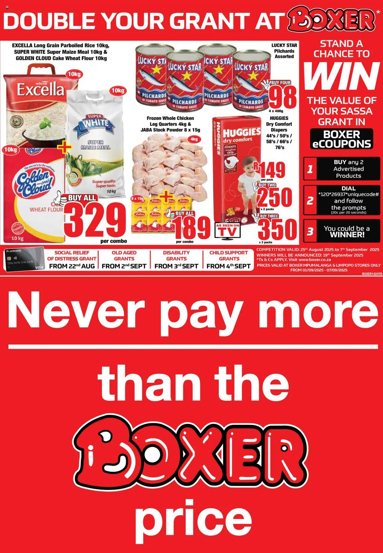 Boxer Limpopo, Mpumalanga - Never Pay More Specials from 01/09 - 07/09/2025 > Promotions
